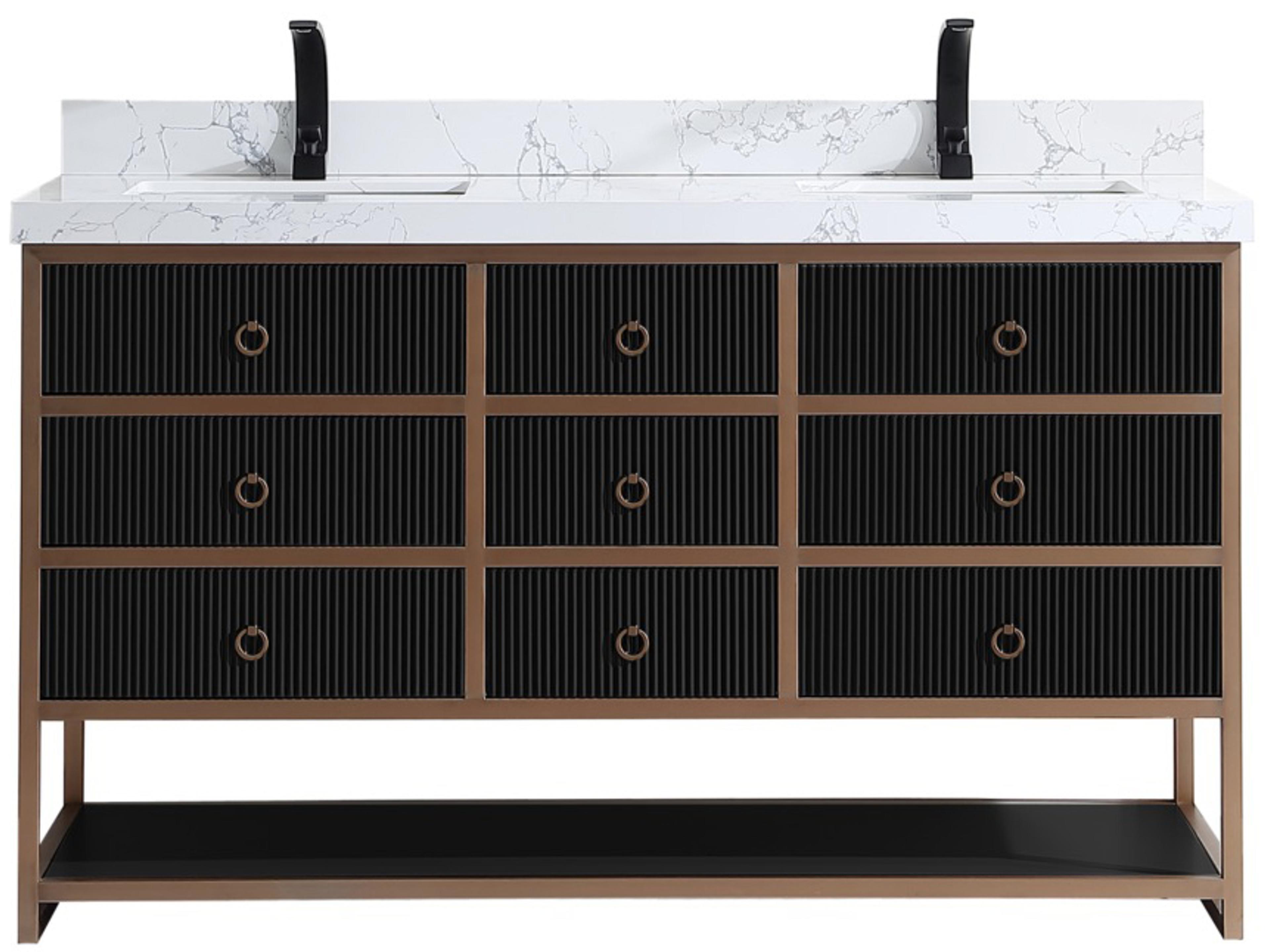 Wk Series Tricorn Black Vanity With White Artificial Top