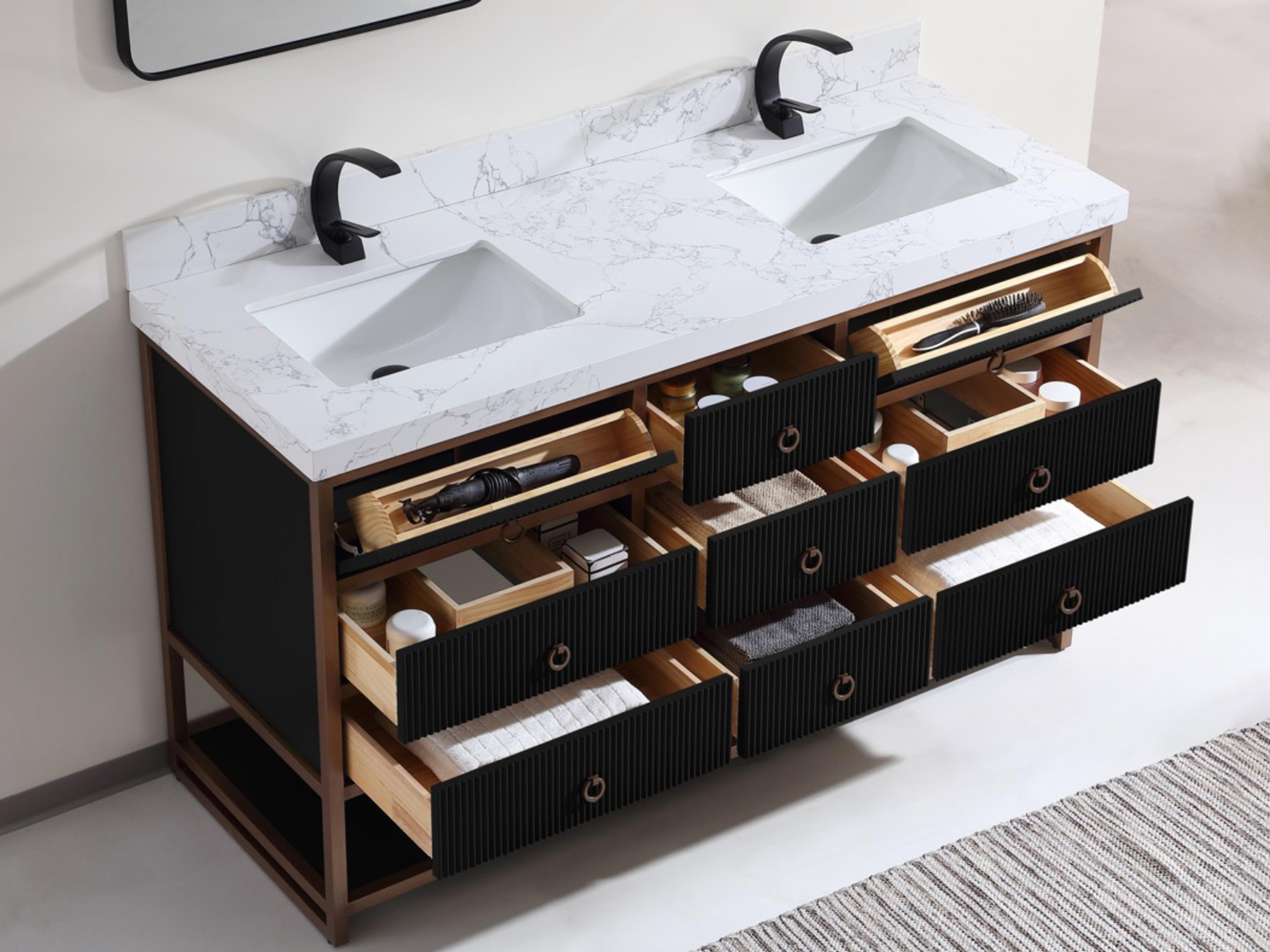 Legion Furniture Wk Series Tricorn Black Vanity With White Artificial Top