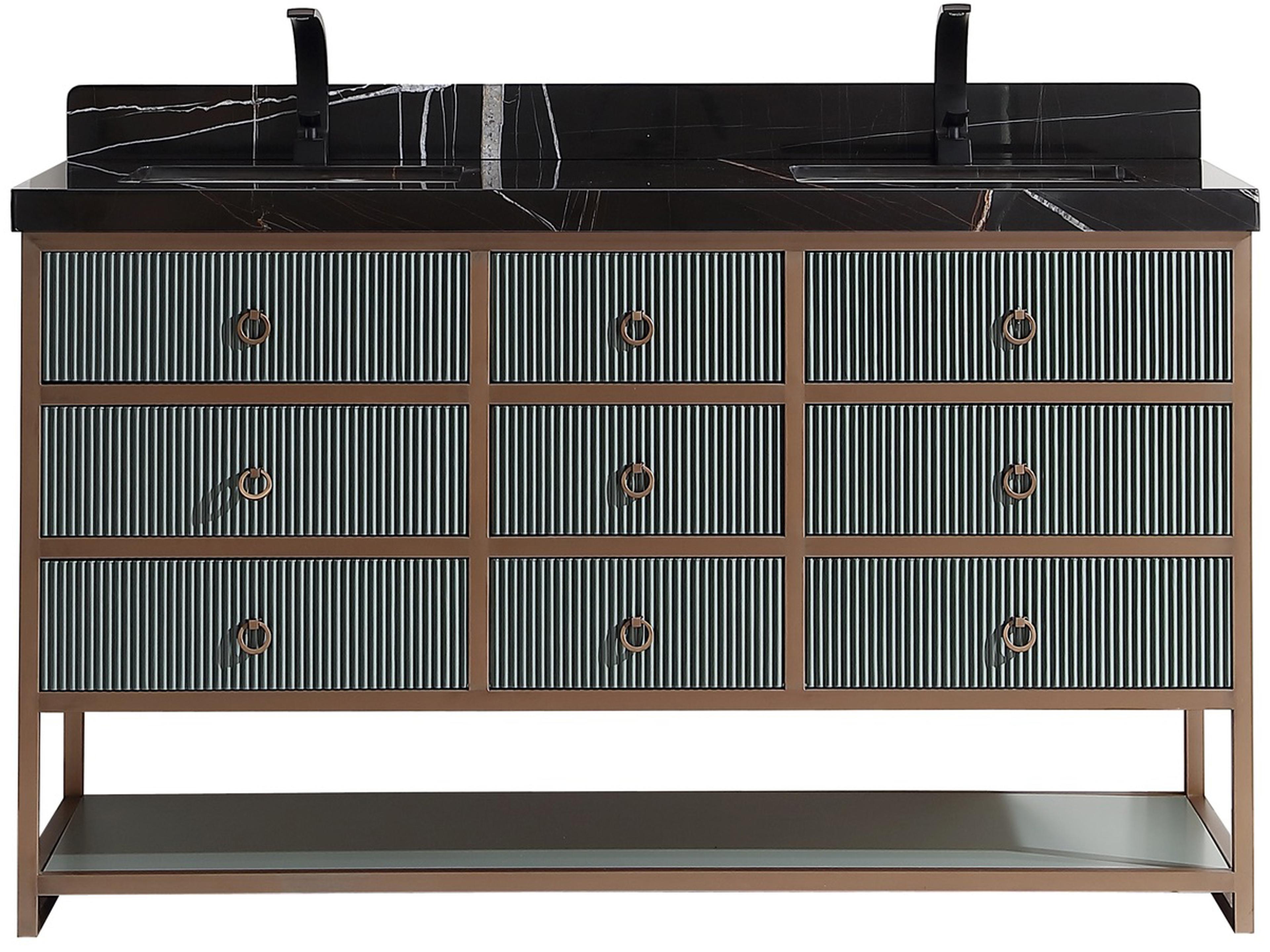 Wk Series Pewter Green Vanity With Black Natural Top