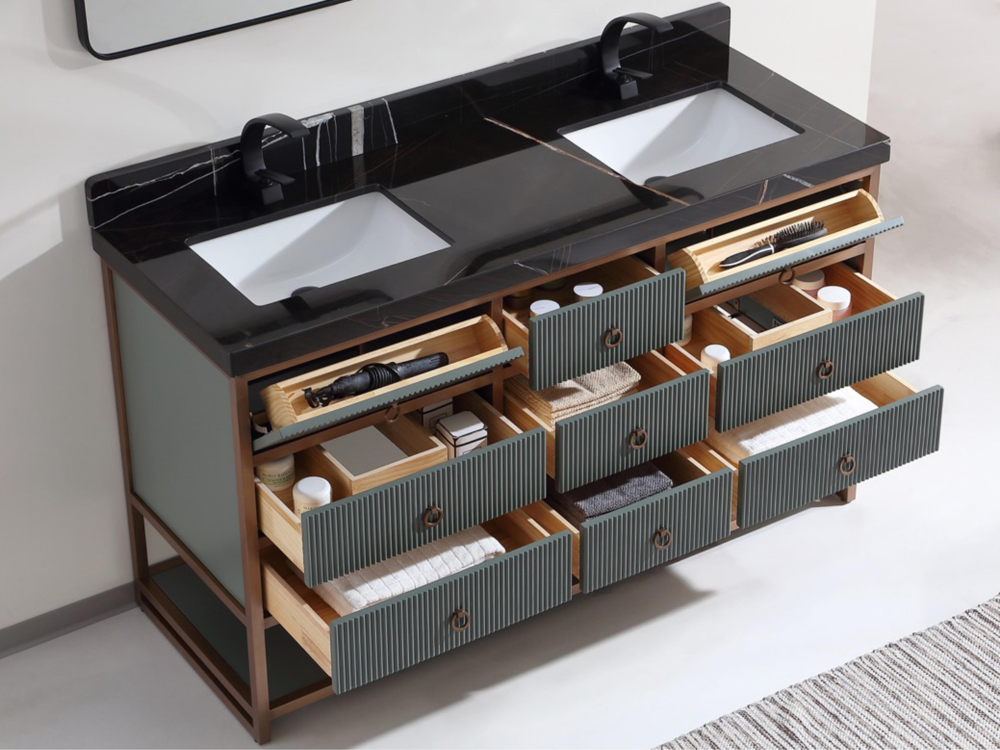 Legion Furniture Wk Series Pewter Green Vanity With Black Natural Top