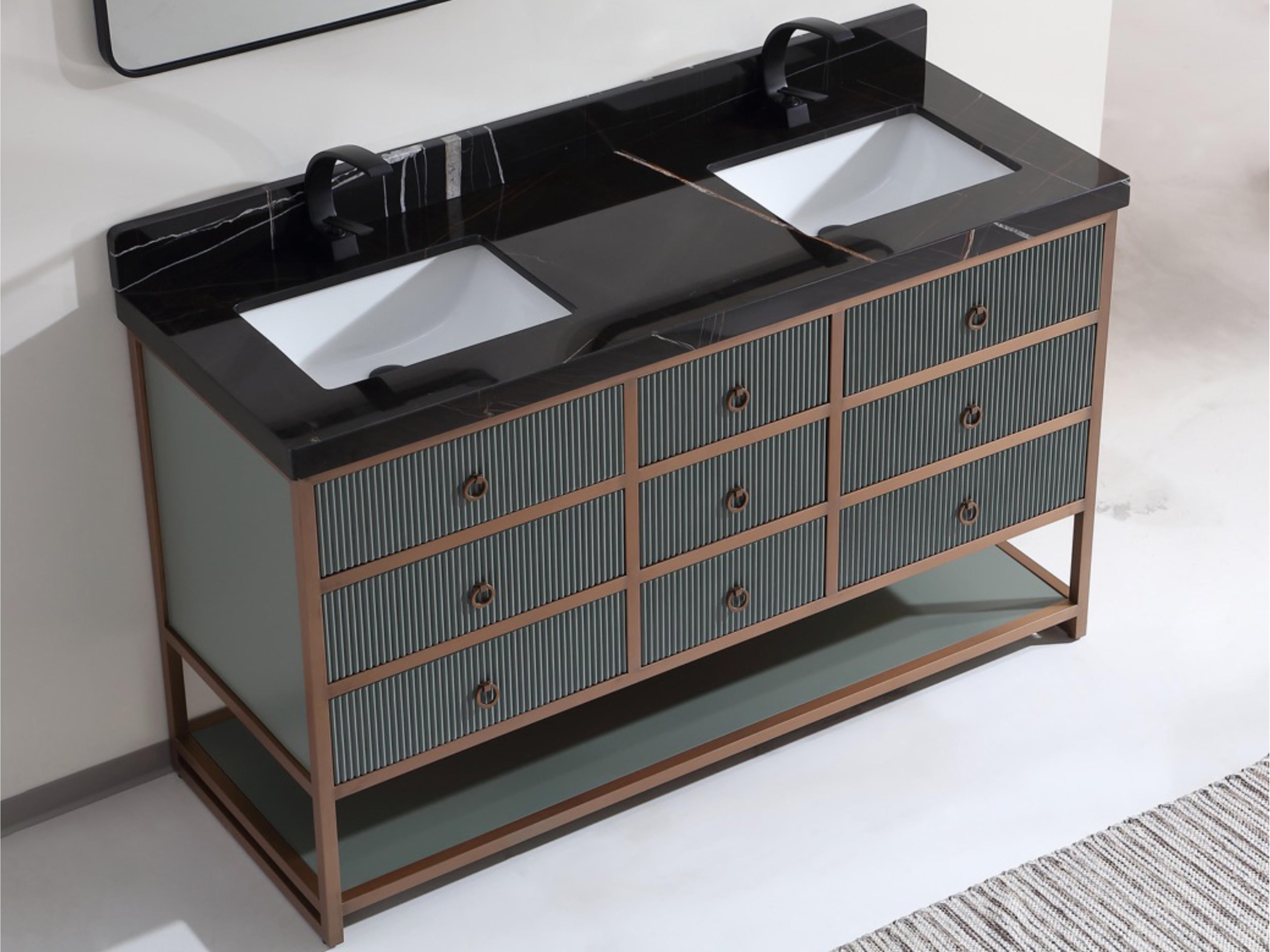 Legion Furniture Wk Series Pewter Green Vanity With Black Natural Top