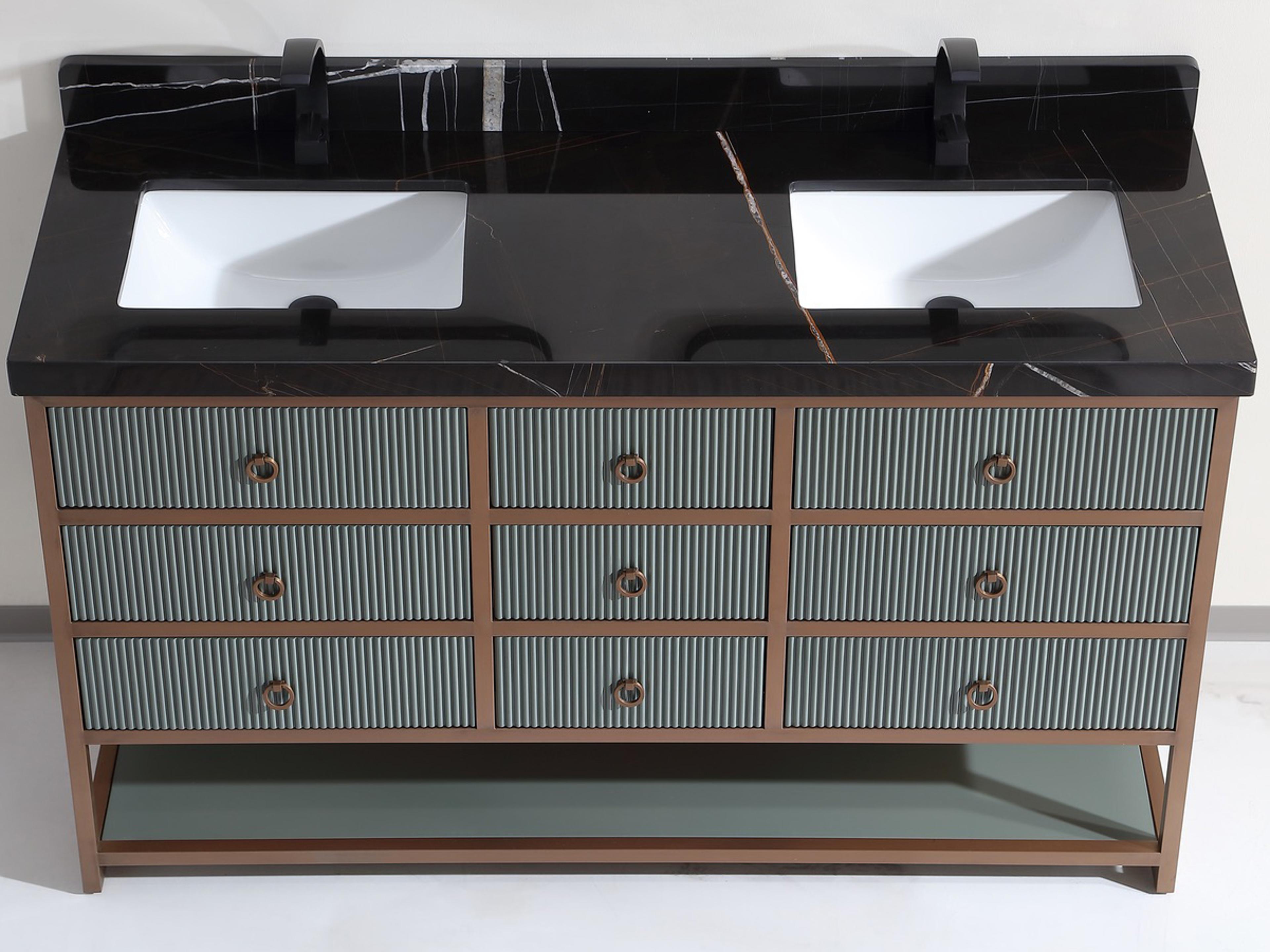 Legion Furniture Wk Series Pewter Green Vanity With Black Natural Top