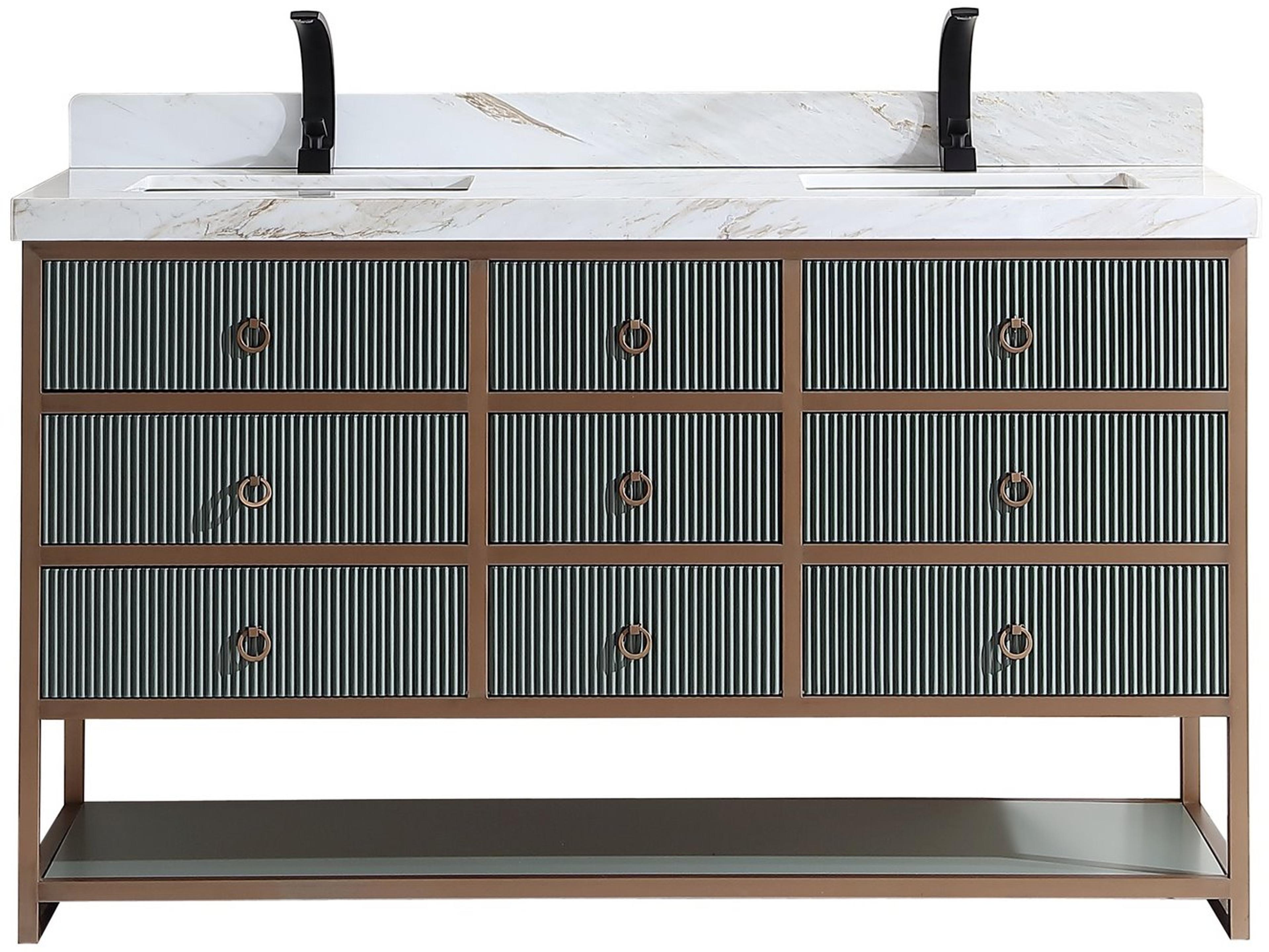 Wk Series Pewter Green Vanity With White Artificial Top