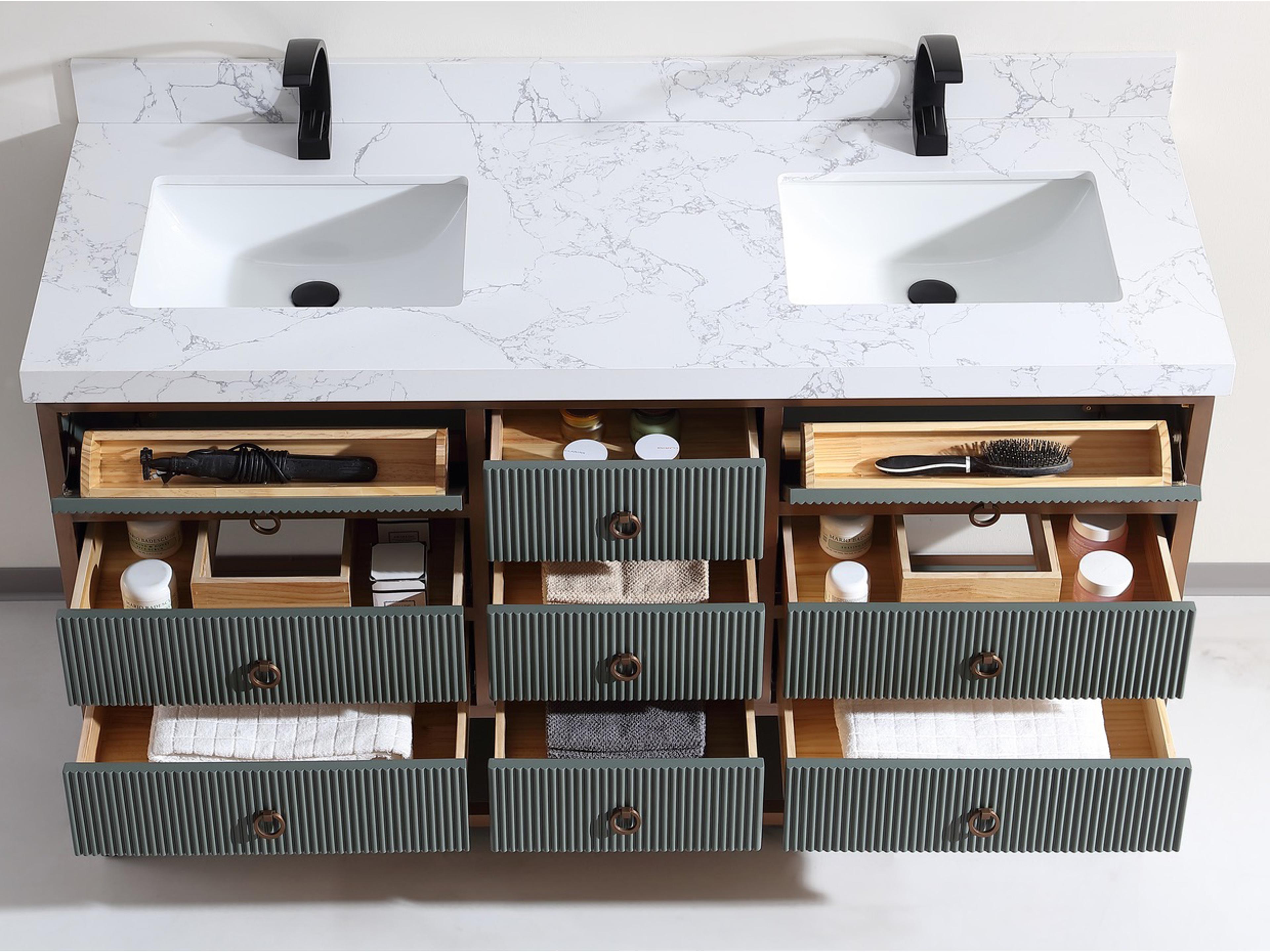 Legion Furniture Wk Series Pewter Green Vanity With White Artificial Top