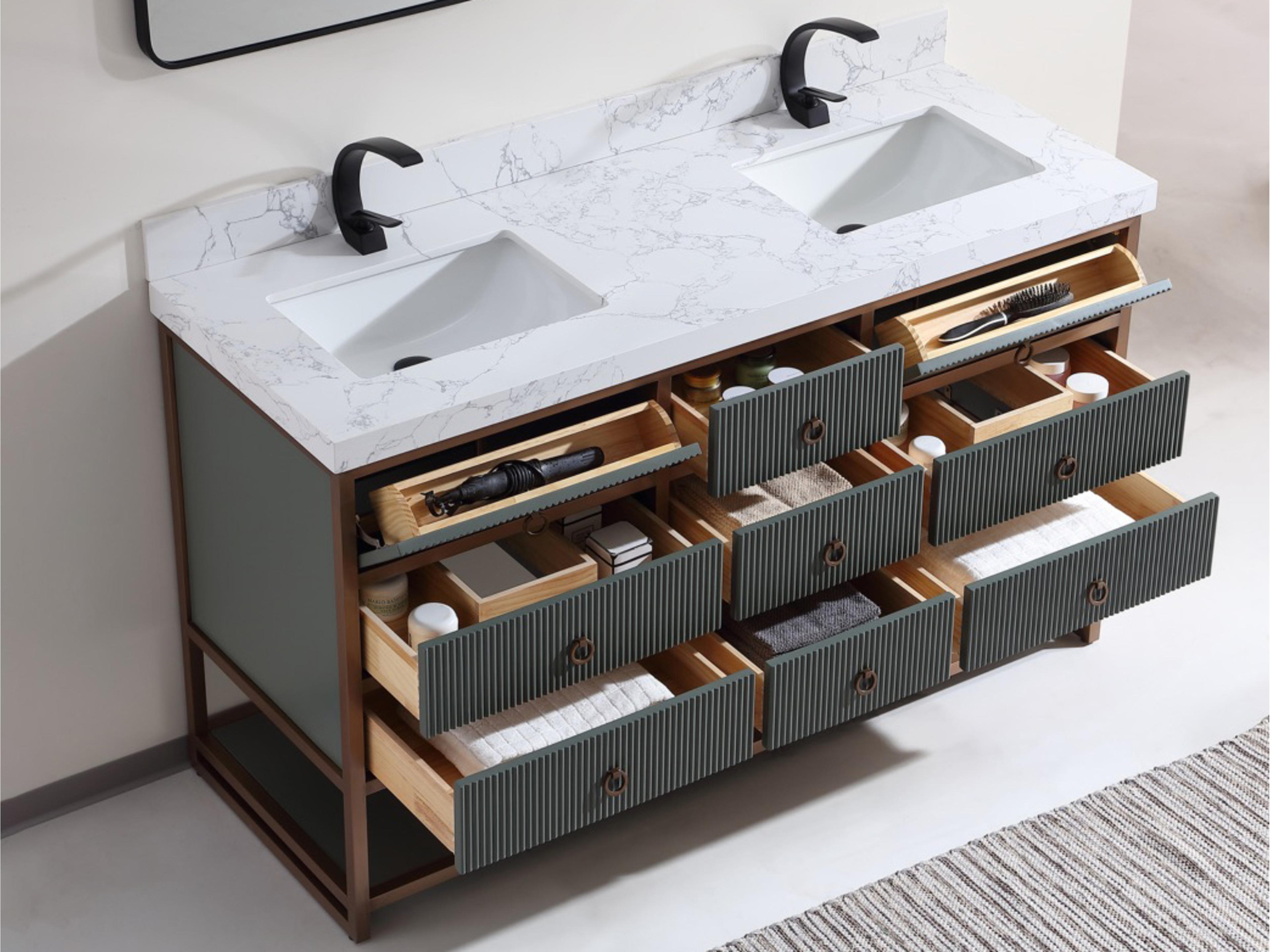 Legion Furniture Wk Series Pewter Green Vanity With White Artificial Top