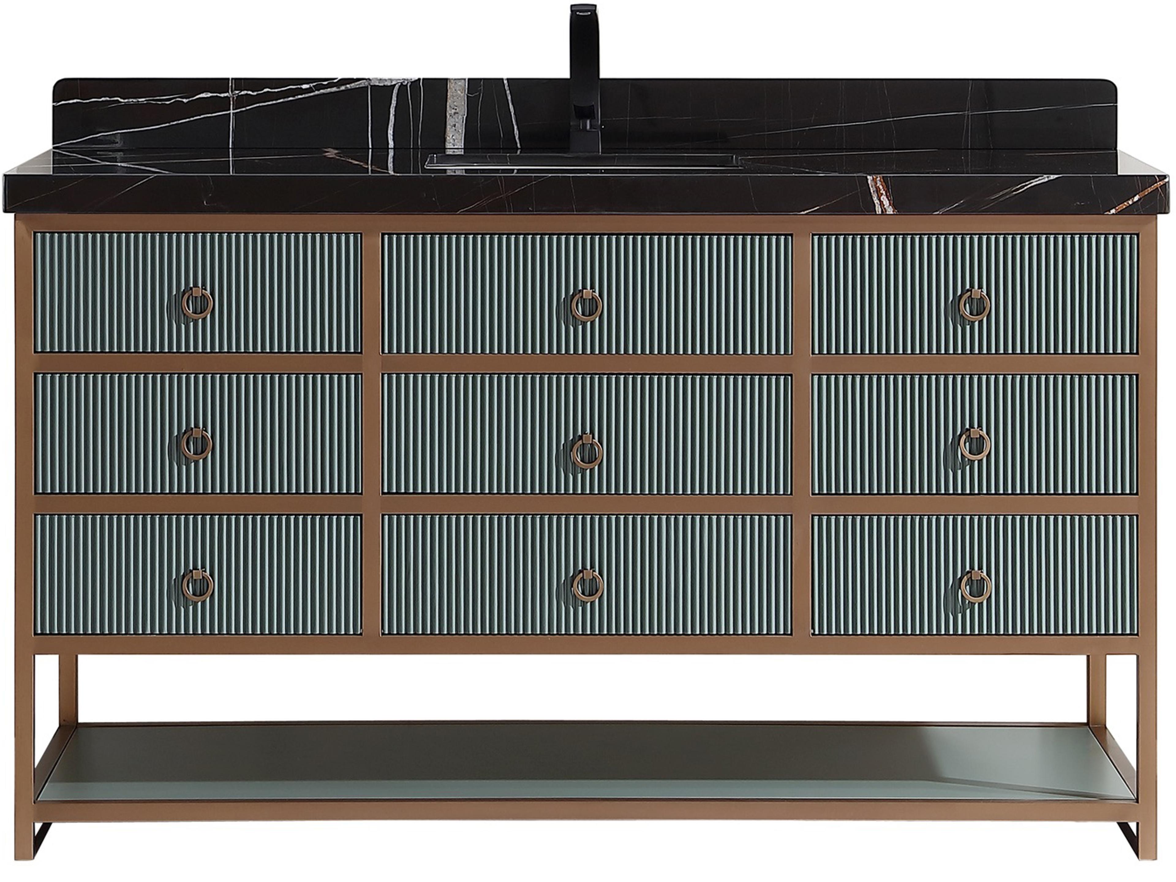 Wk Series Pewter Green Vanity With Black Natural Top