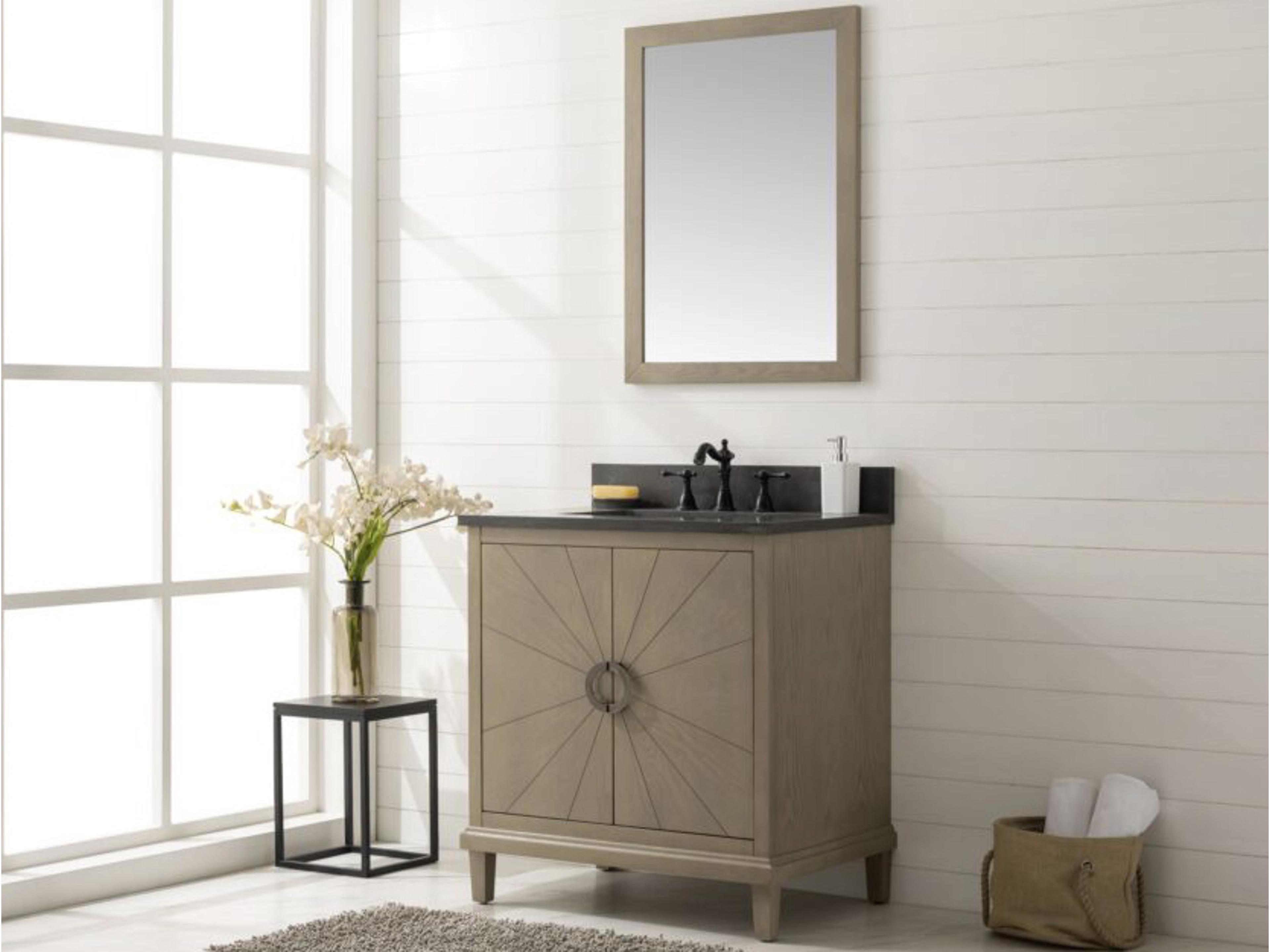 Wlf Series Antique Gray Vanity With Blue Limestone Top