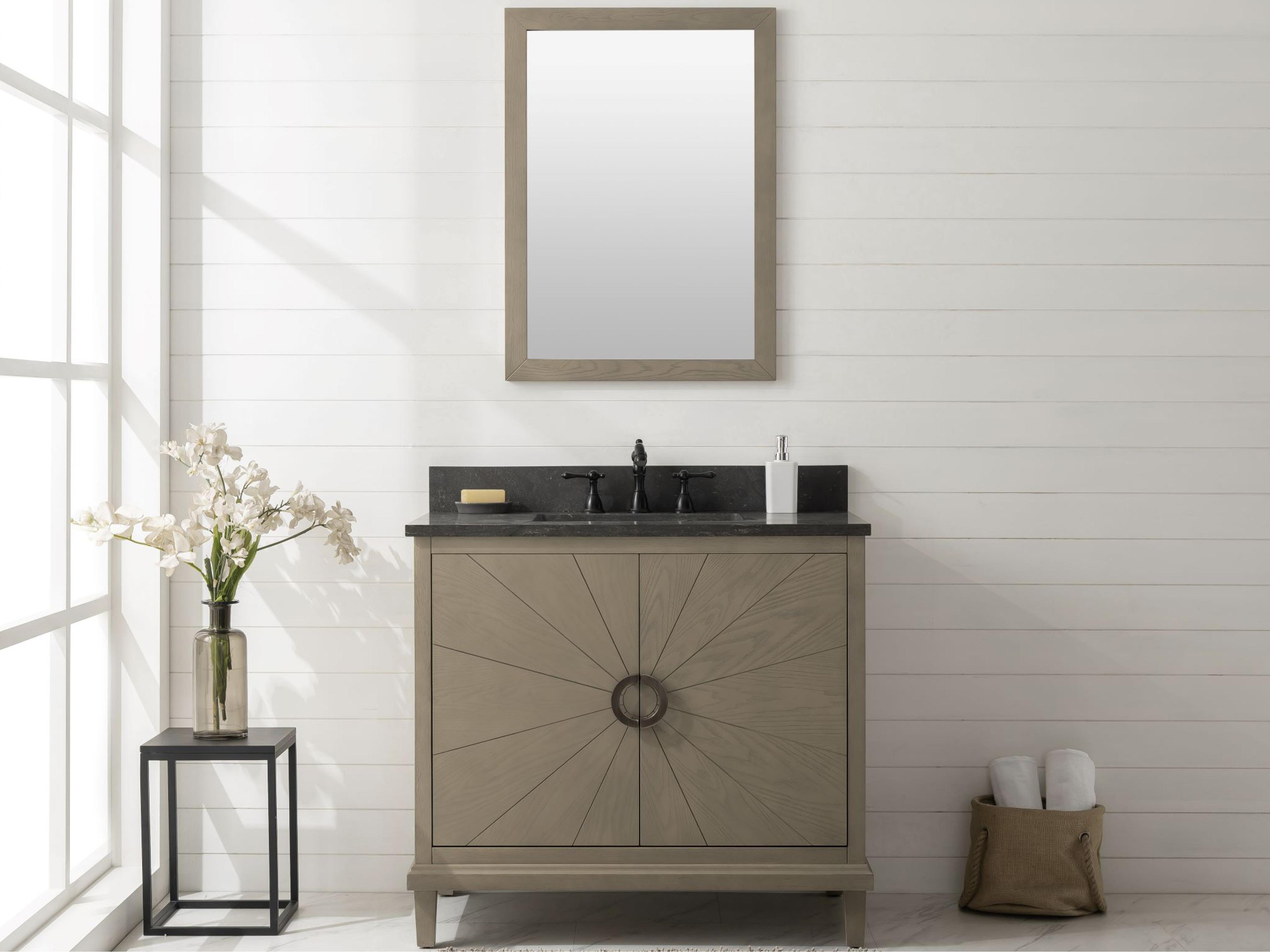 Wlf Series Antique Gray Vanity With Blue Limestone Top