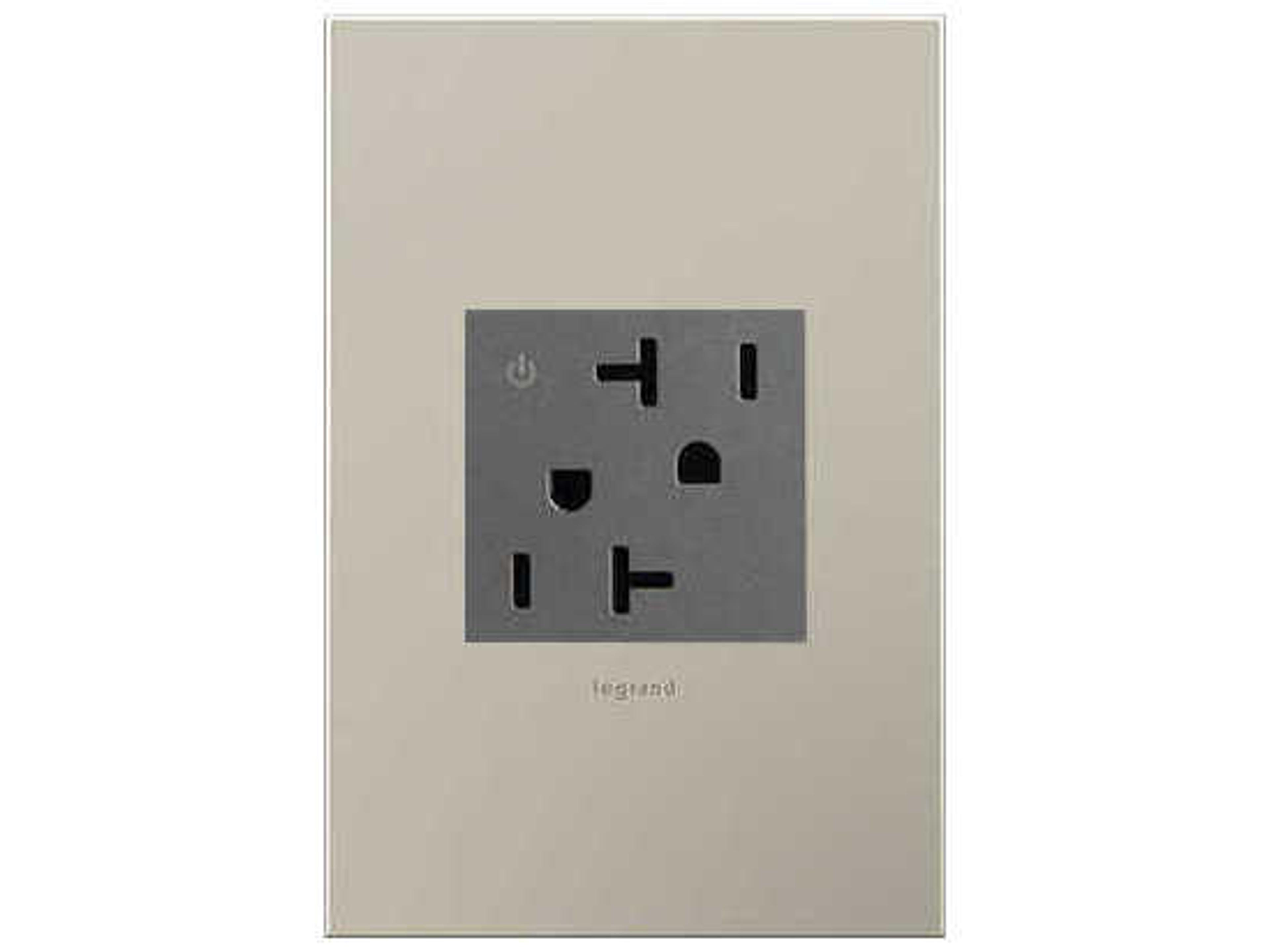 Legrand Outlets Magnesium 20A Tamper-Resistant Dual Controlled Outlet