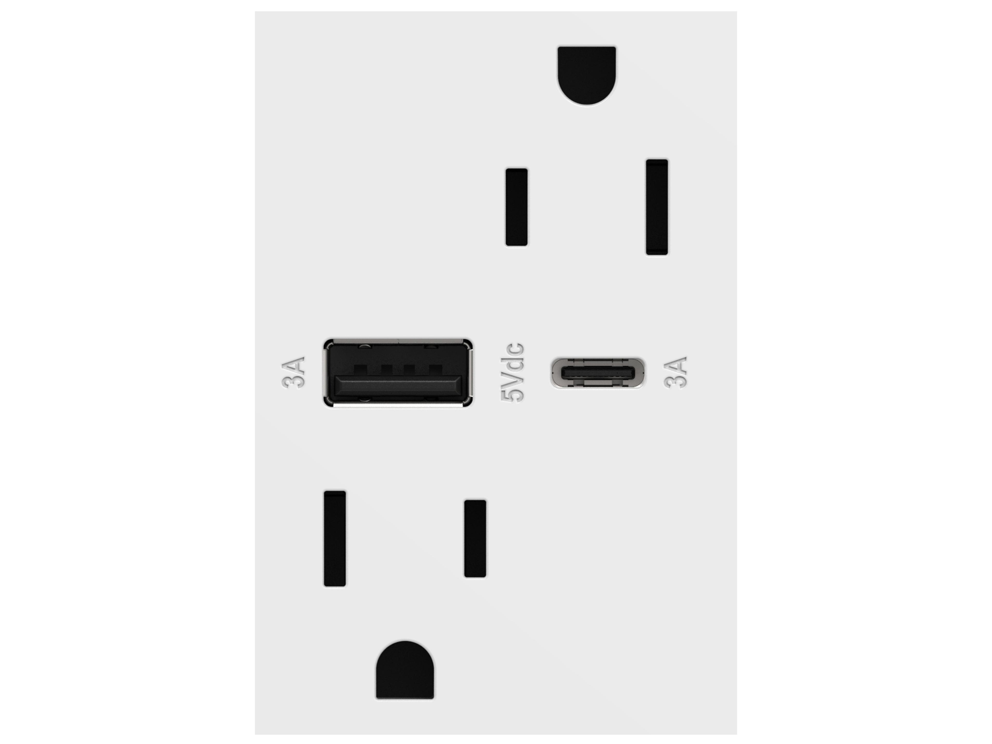 Adorne White Tamper-Resistant Ultra-Fast USB Type-A/C Outlet
