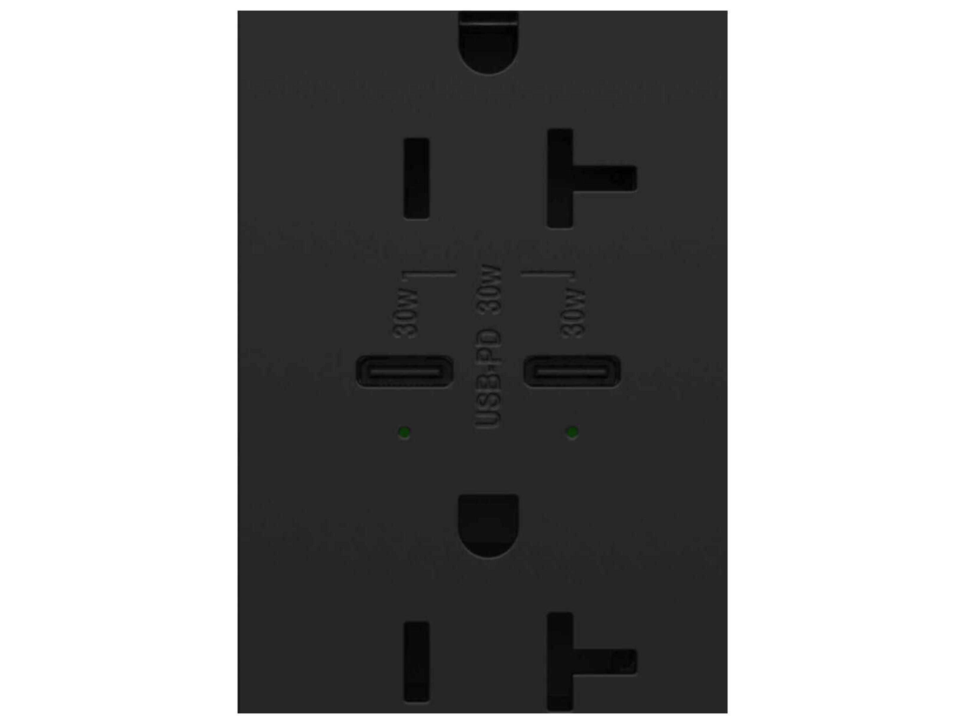 Adorne Graphite Tamper-Resistant Ultra-Fast Plus Power Delivery USB Type-C/C Outlet