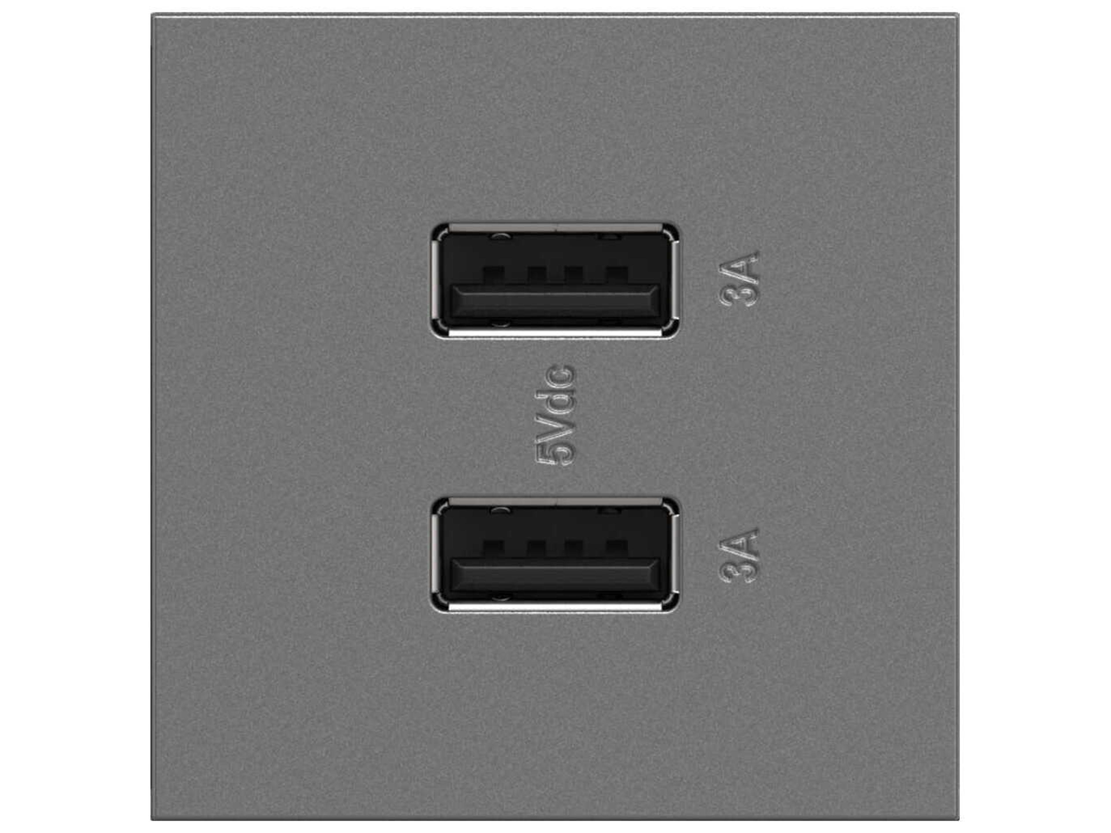 Adorne Magnesium Ultra-Fast USB Type-A/A Outlet Module