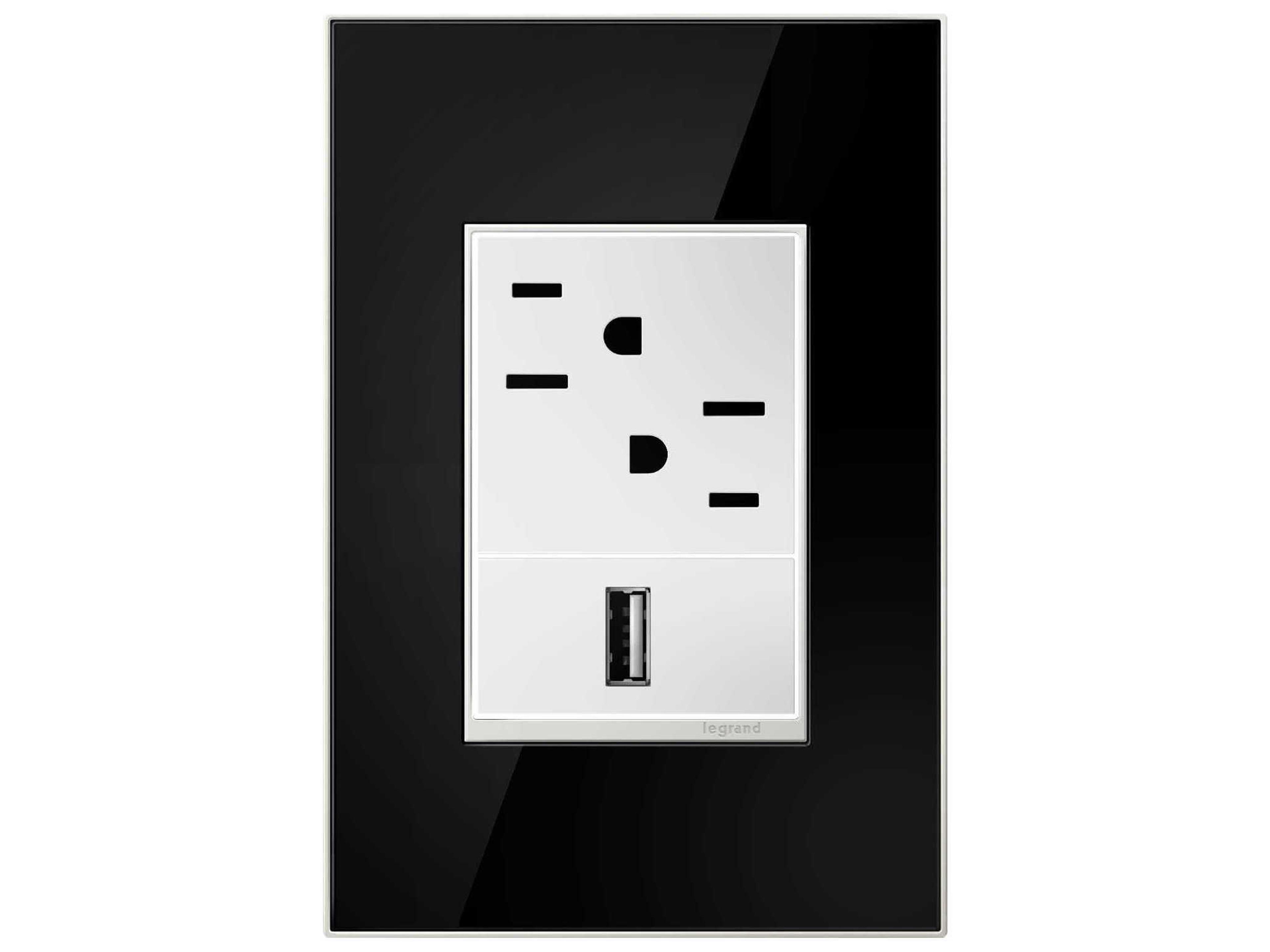 Legrand Real Materials Mirror Black One-Gang and Wall Plate