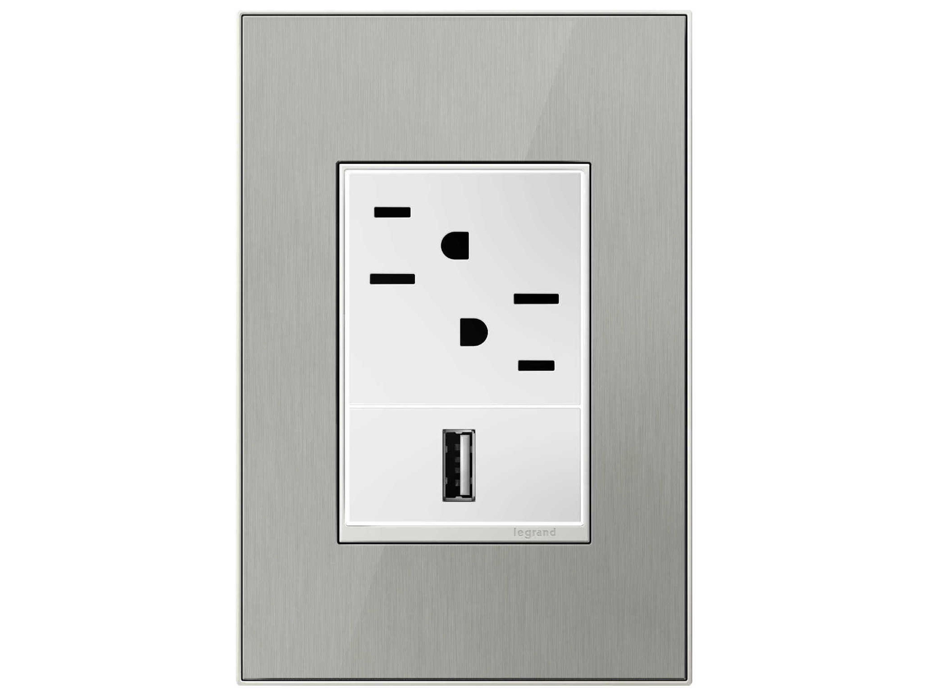 Legrand Real Materials Brushed Stainless One-Gang and Wall Plate