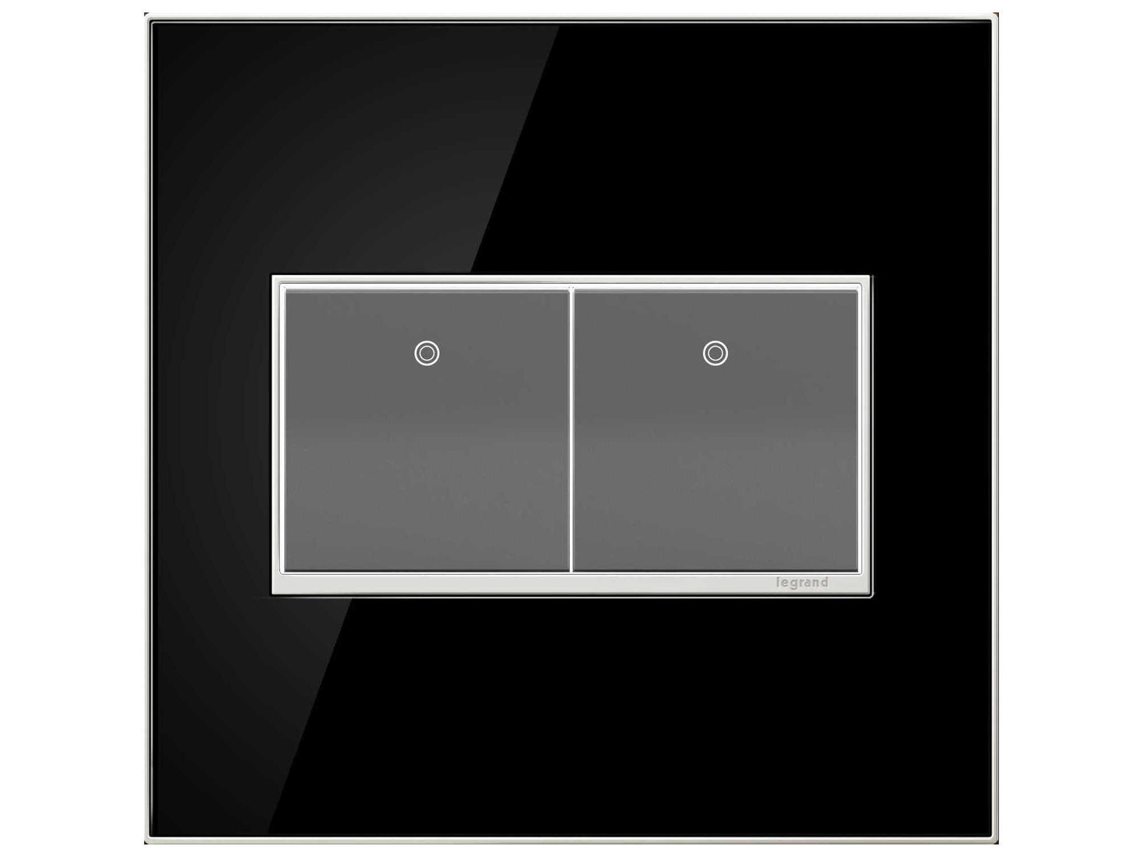 Legrand Real Materials Mirror Black Two-Gang Wall Plate