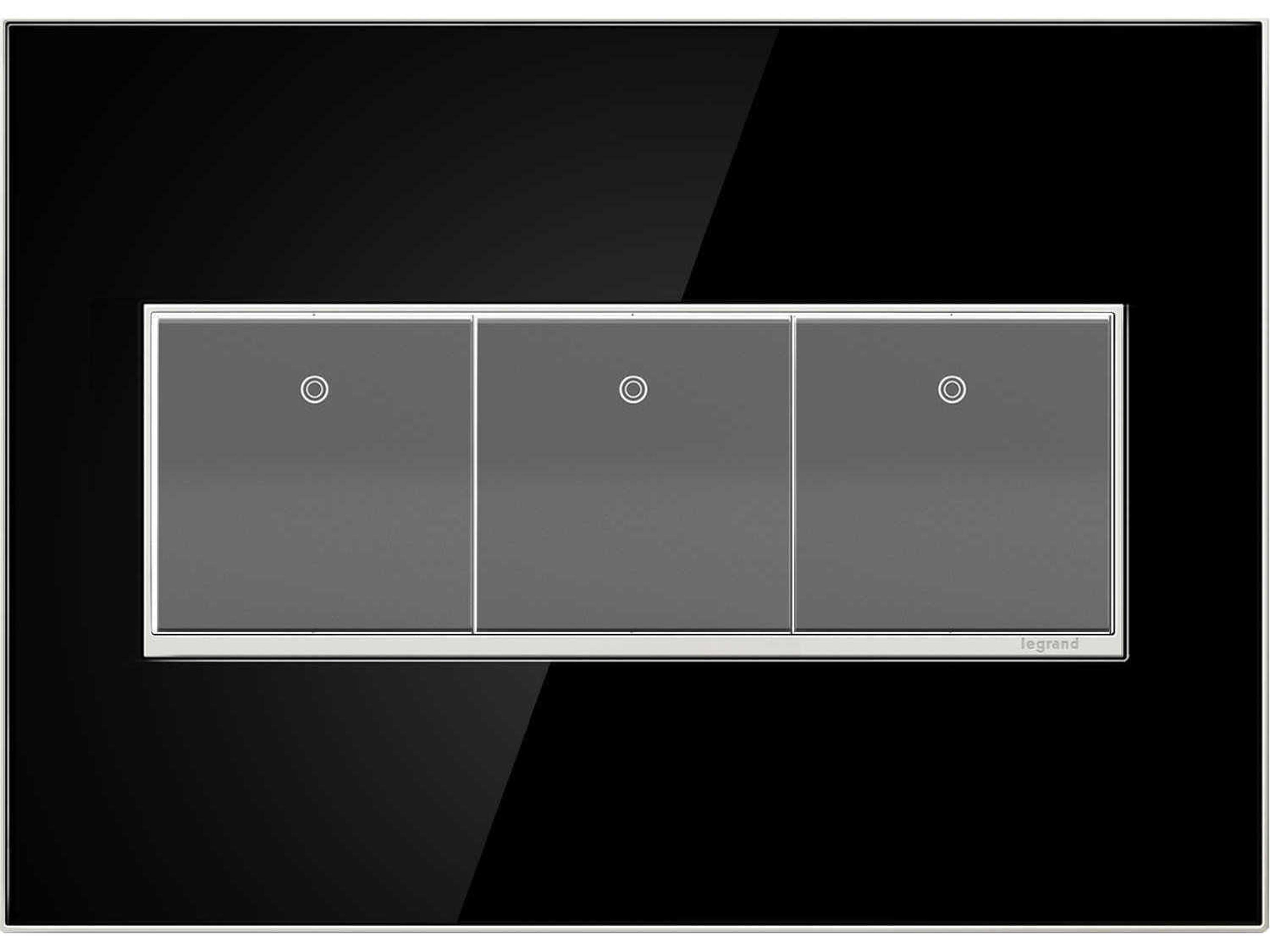 Legrand Real Materials Mirror Black Three-Gang Wall Plate