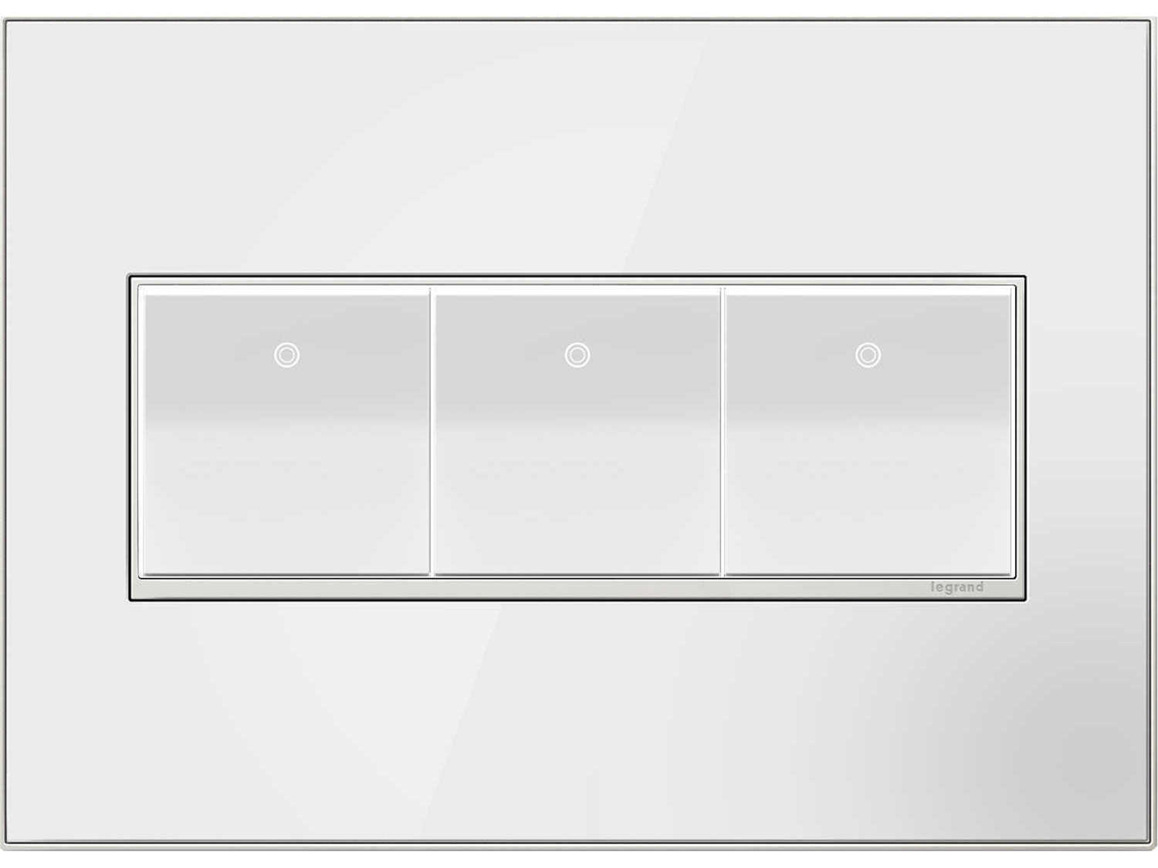 Legrand Real Materials Mirror White-on-White Three-Gang Wall Plate