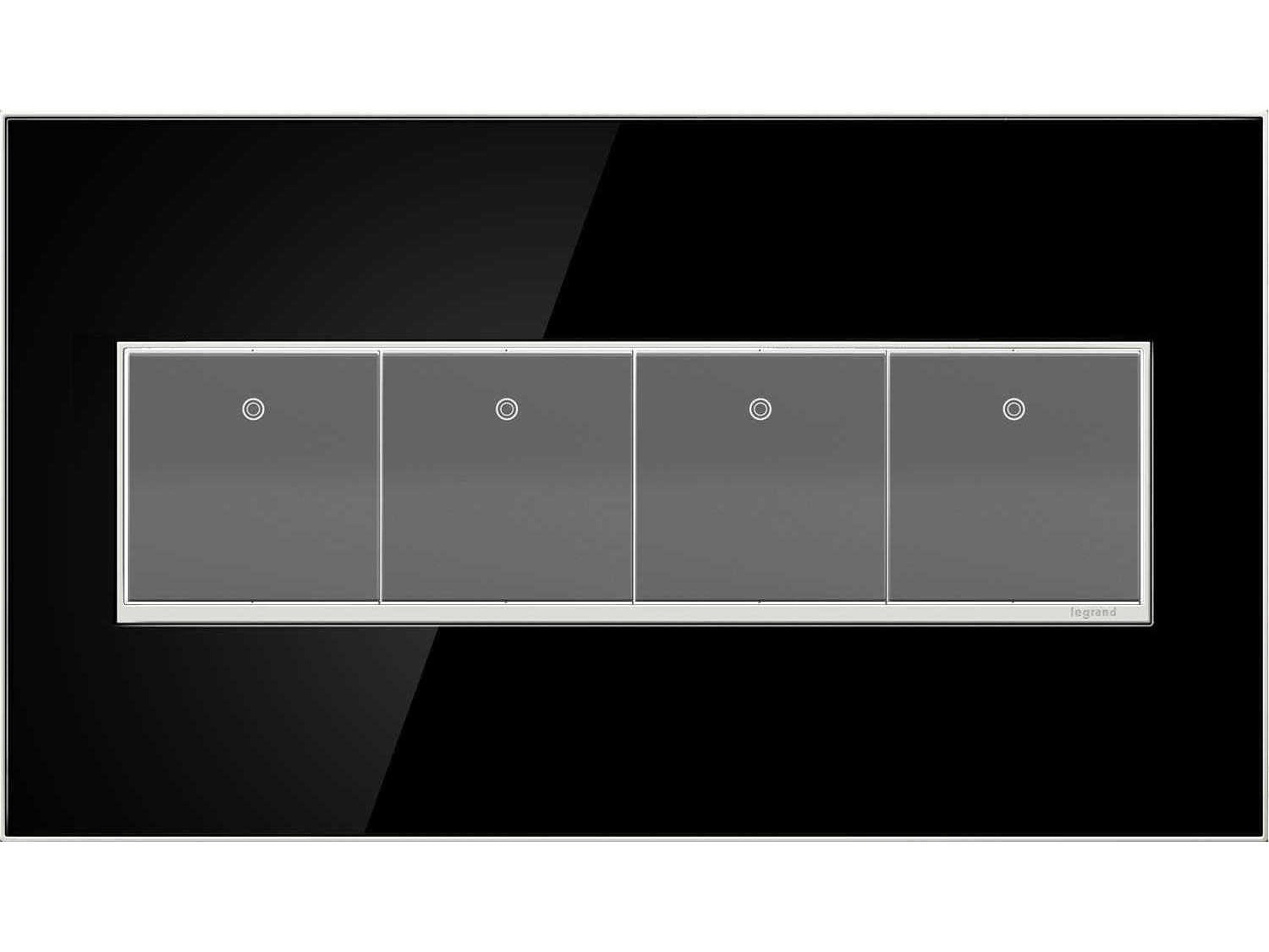 Legrand Real Materials Mirror Black Four-Gang Wall Plate