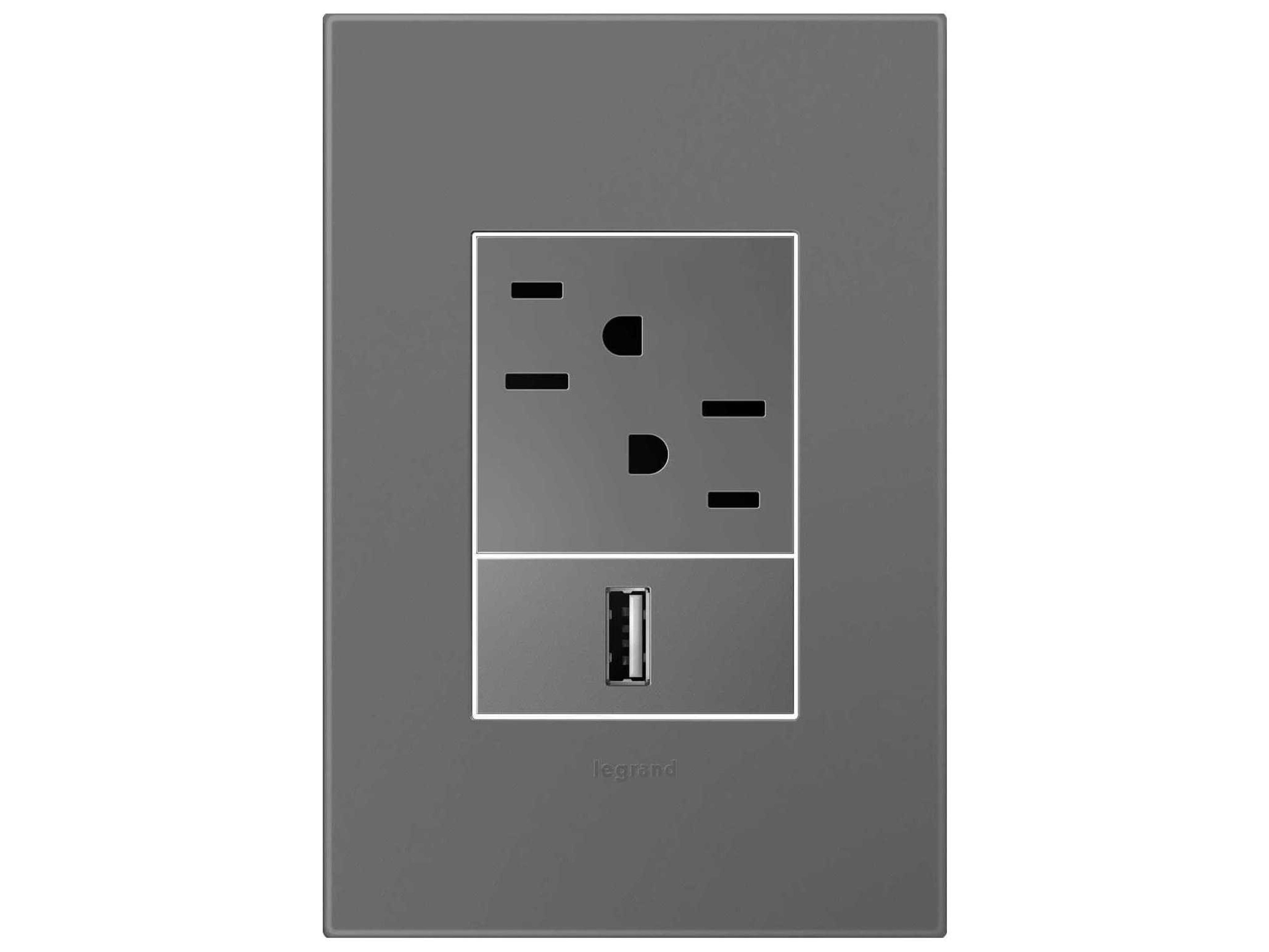 Legrand Plastics Magnesium One Gang and Wall Plate
