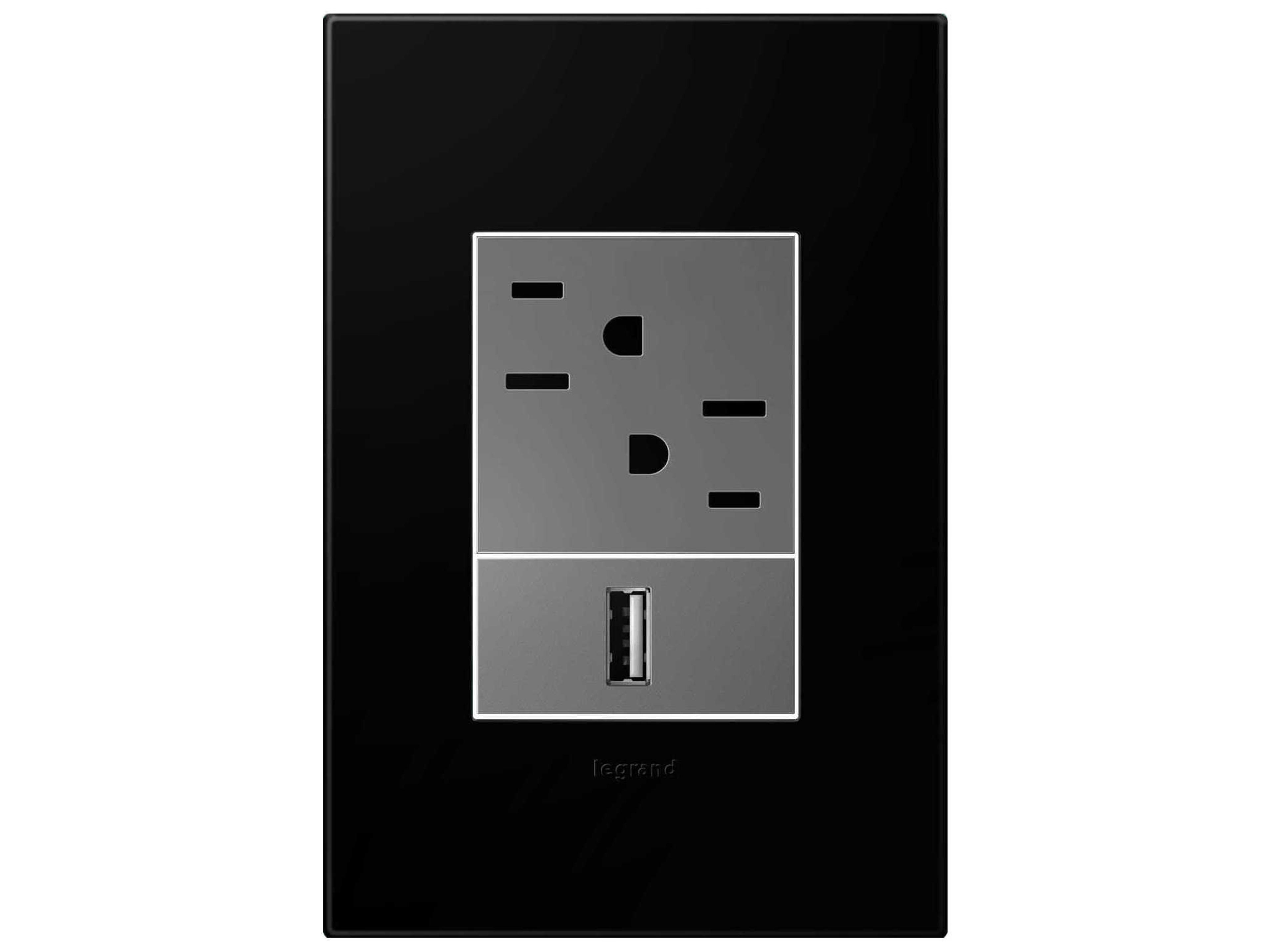 Legrand Plastics Black Ink One Gang and Wall Plate