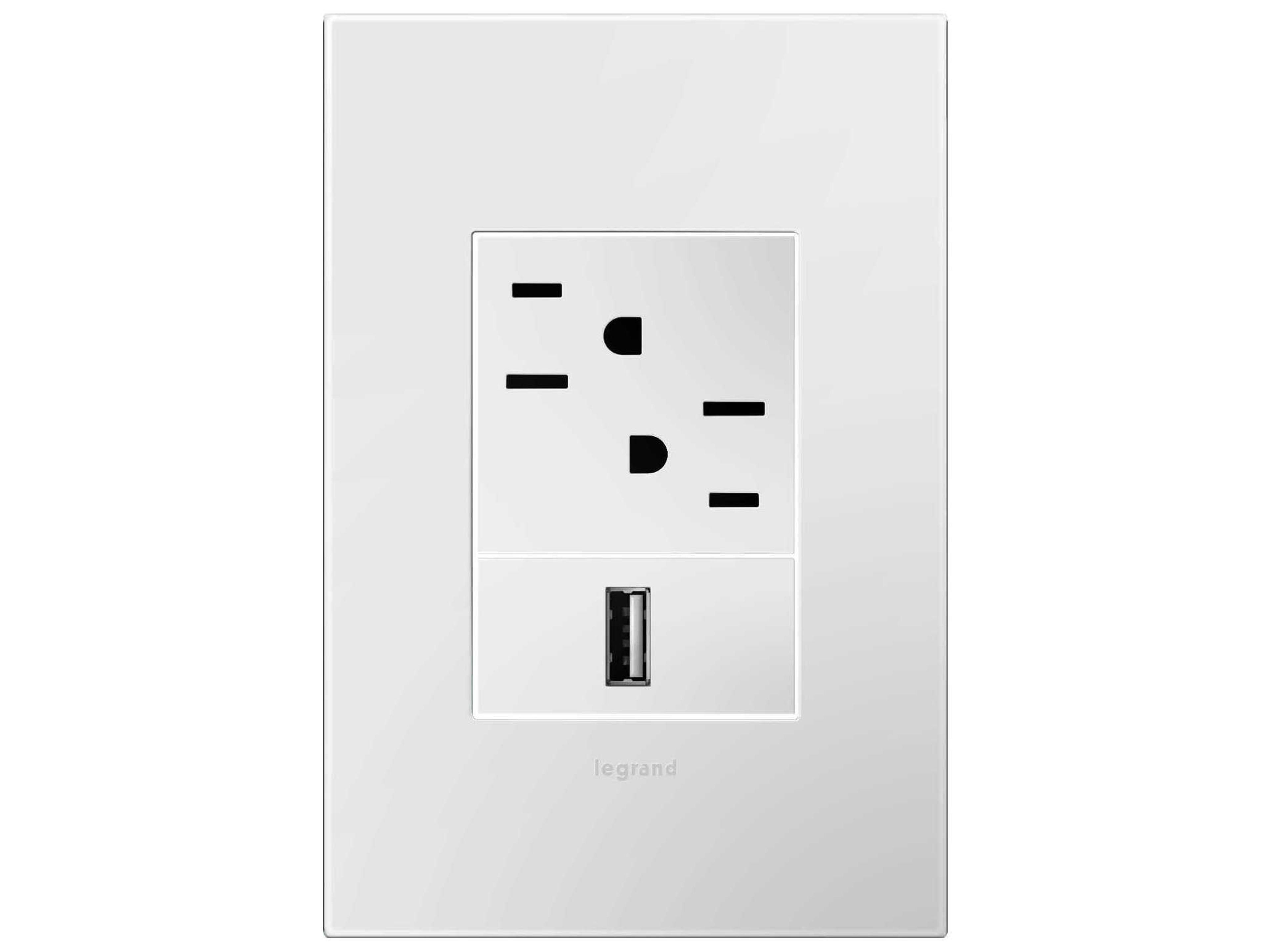 Legrand Plastics Gloss White-on-White One Gang and Wall Plate