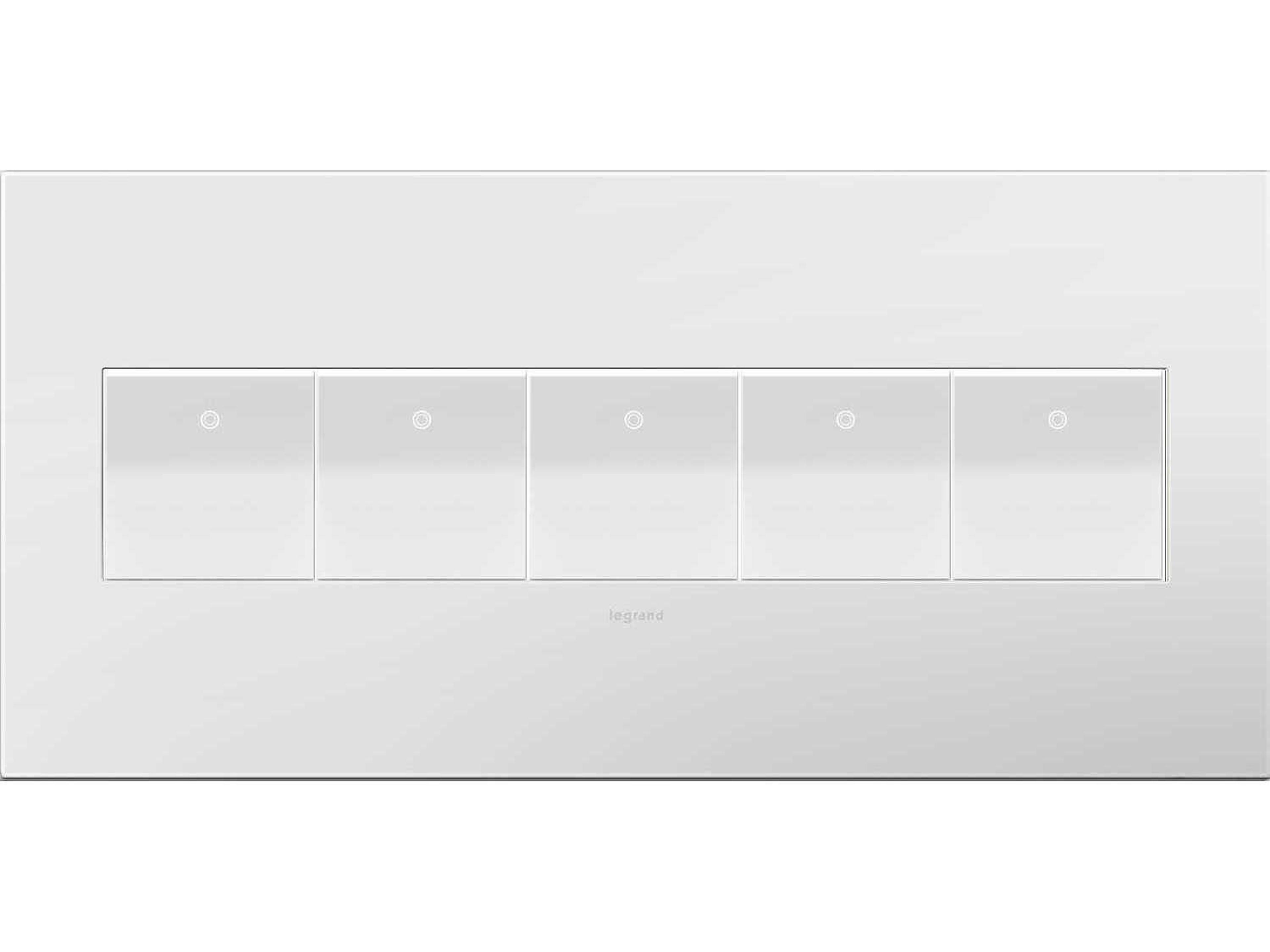 Legrand Plastics Gloss White Five-Gang Wall Plate