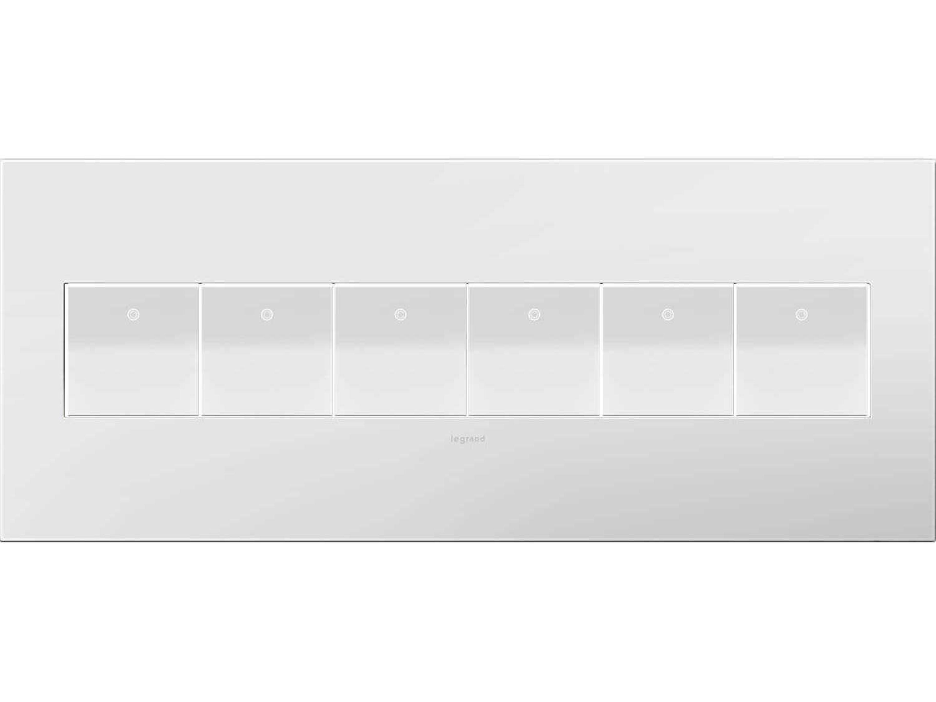 Legrand Plastics Gloss White-on-White Six-Gang Wall Plate