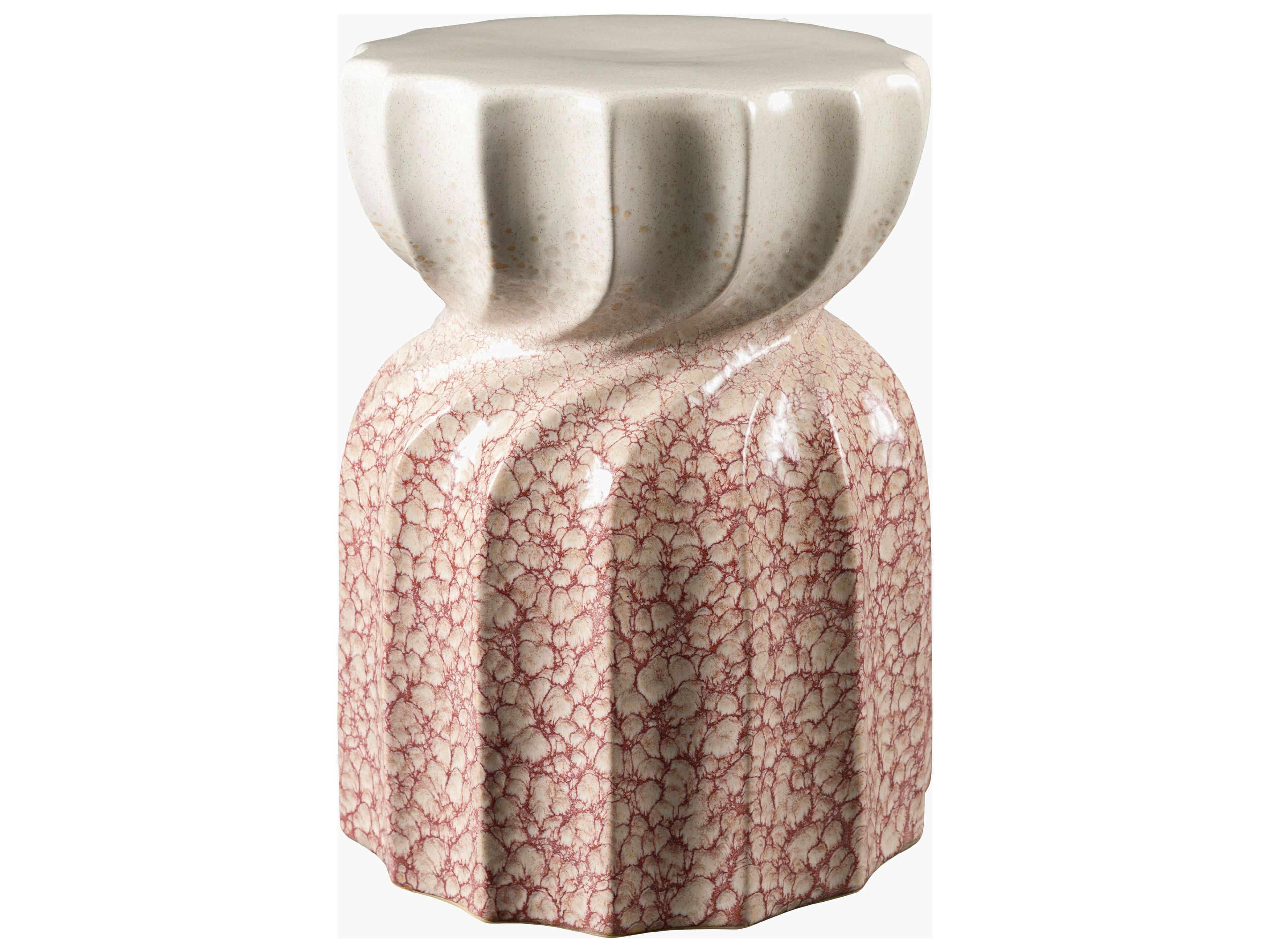 Alexia Coral Cream Ceramic Round End Table