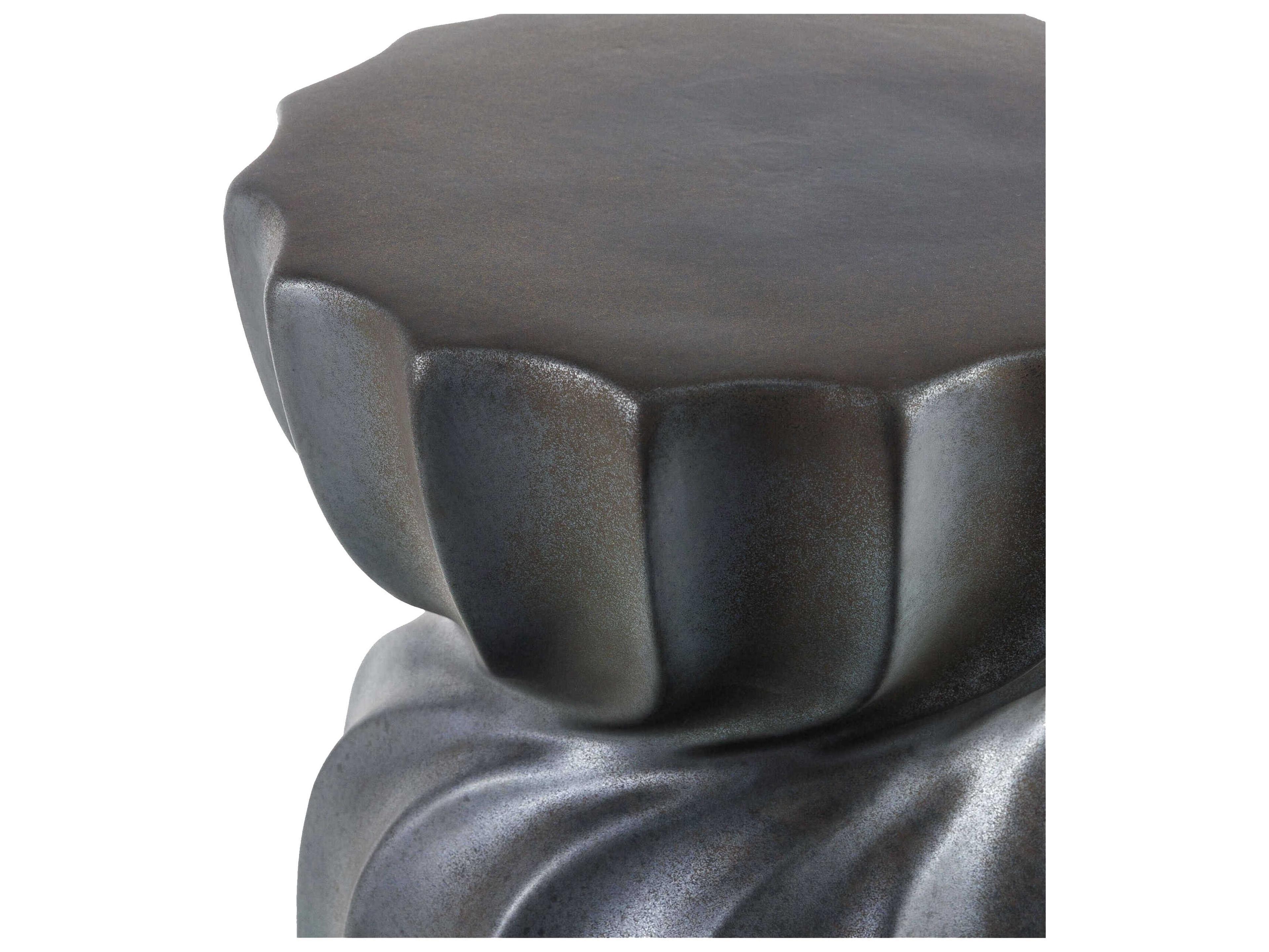 Livabliss by Surya Outdoor Alexia Charcoal Ceramic Round End Table