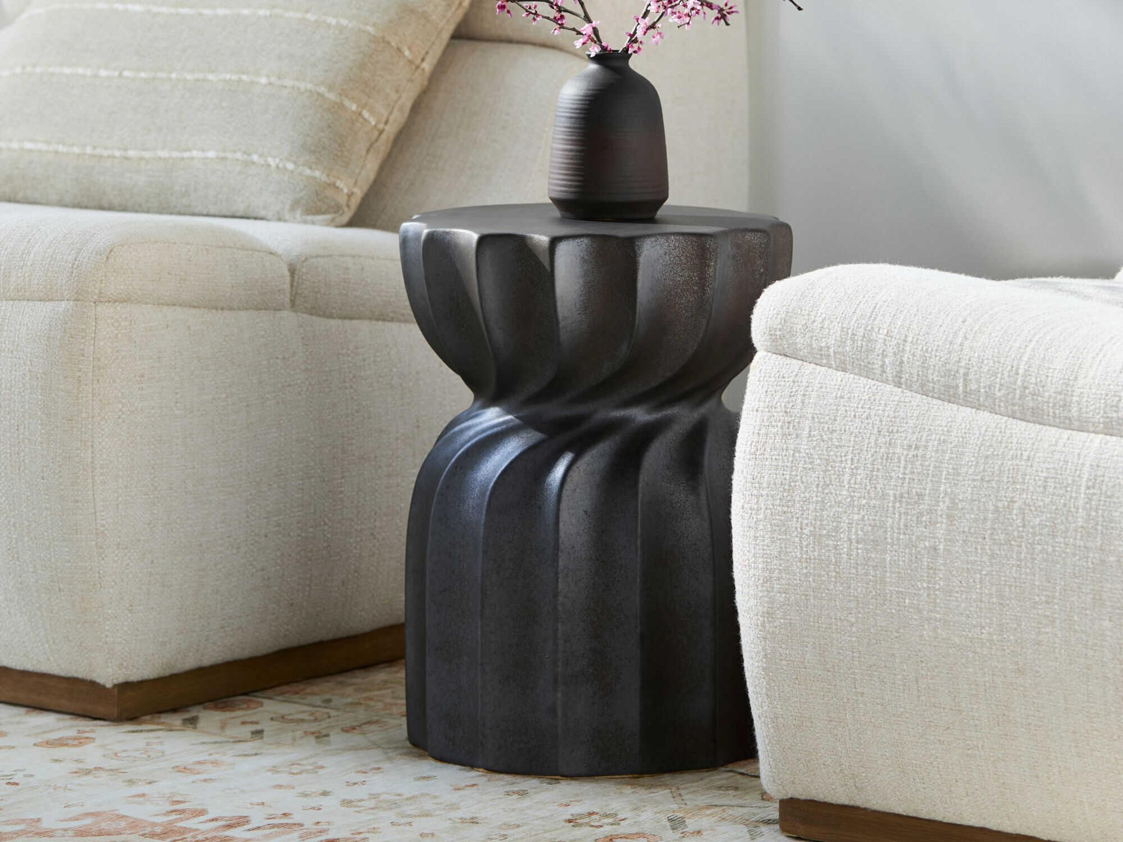 Livabliss by Surya Outdoor Alexia Charcoal Ceramic Round End Table