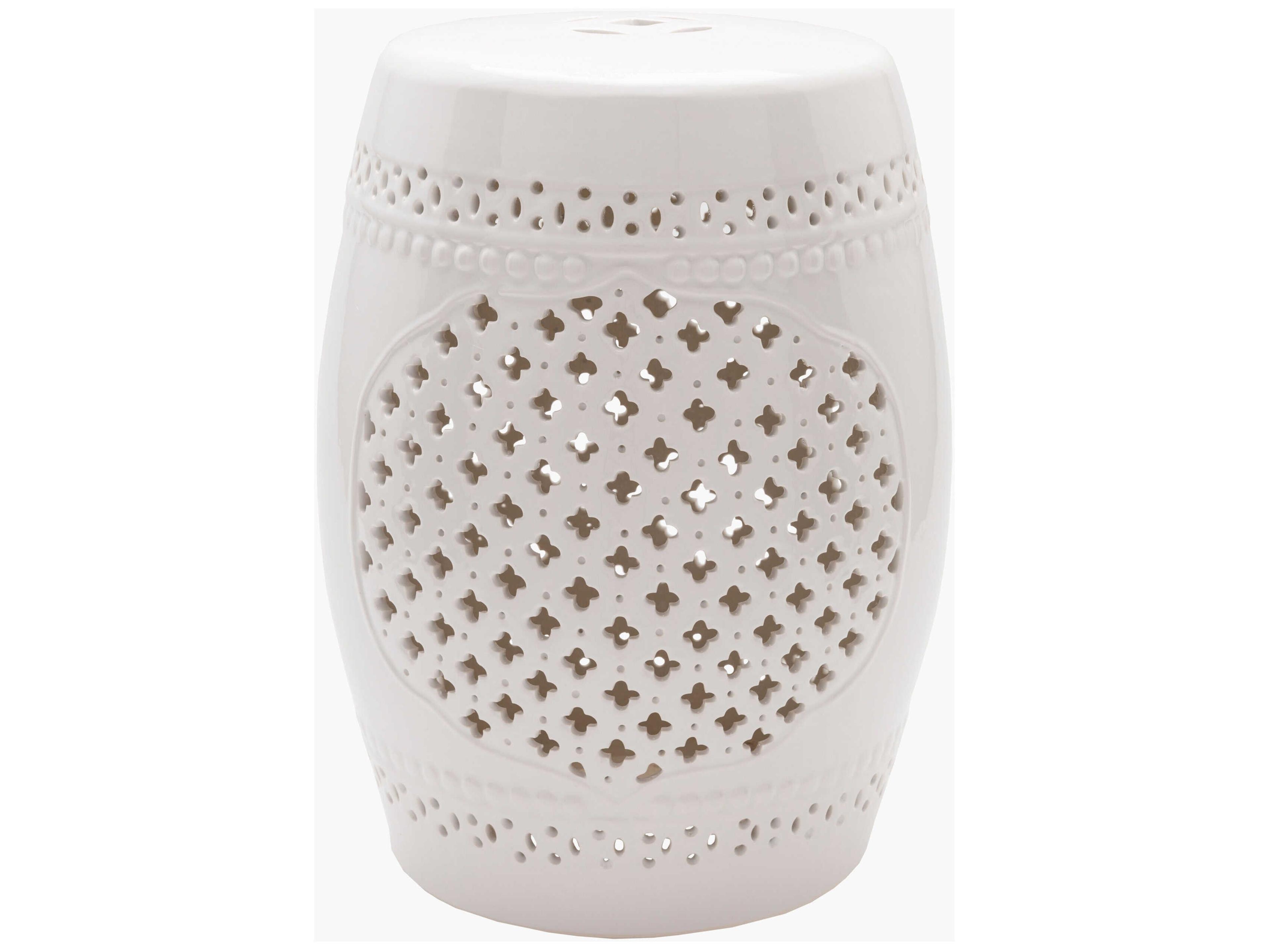 Auburndale Glazed White Ceramic Round End Table