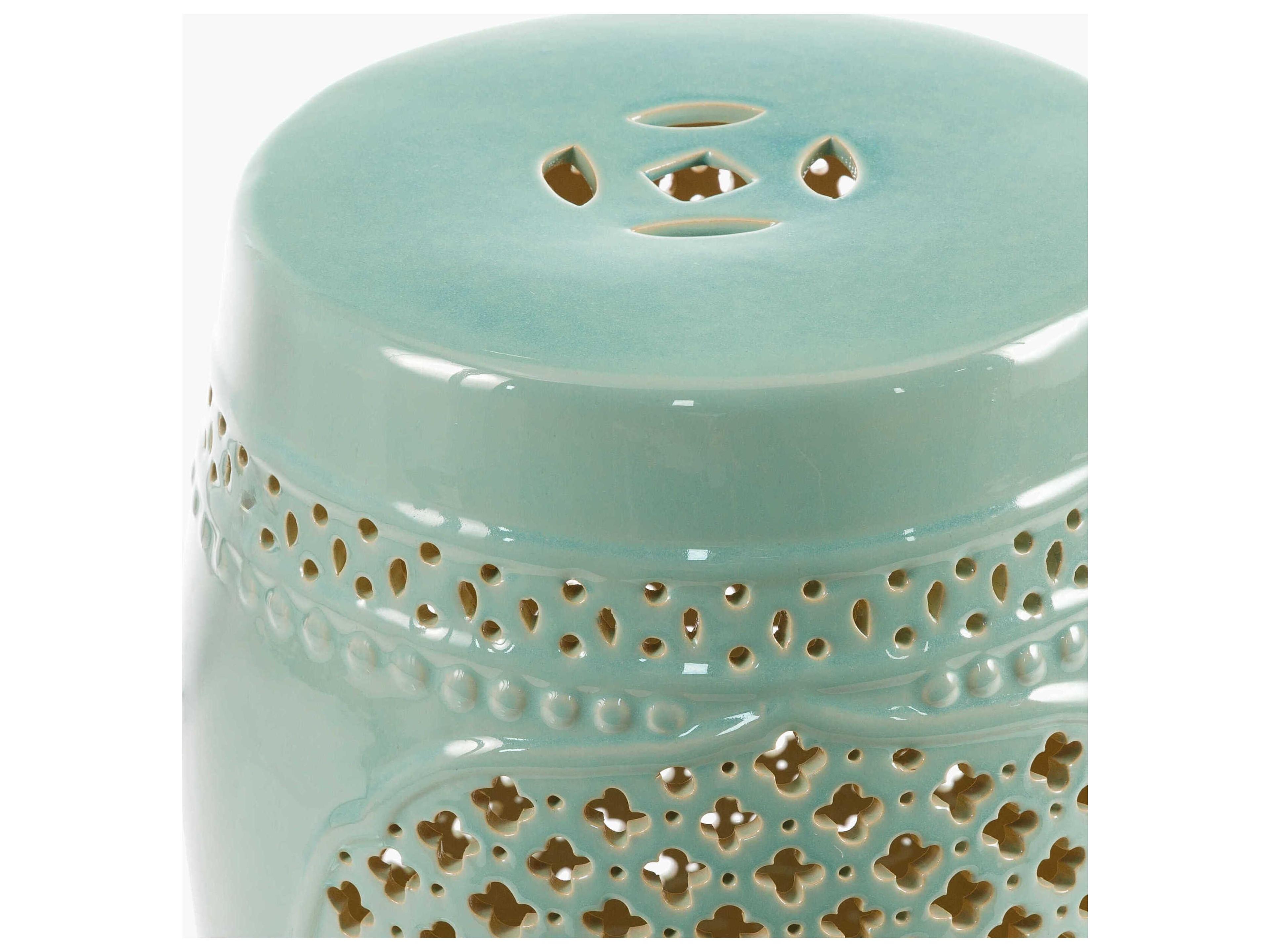 Livabliss by Surya Outdoor Auburndale Seafoam Ceramic Round End Table
