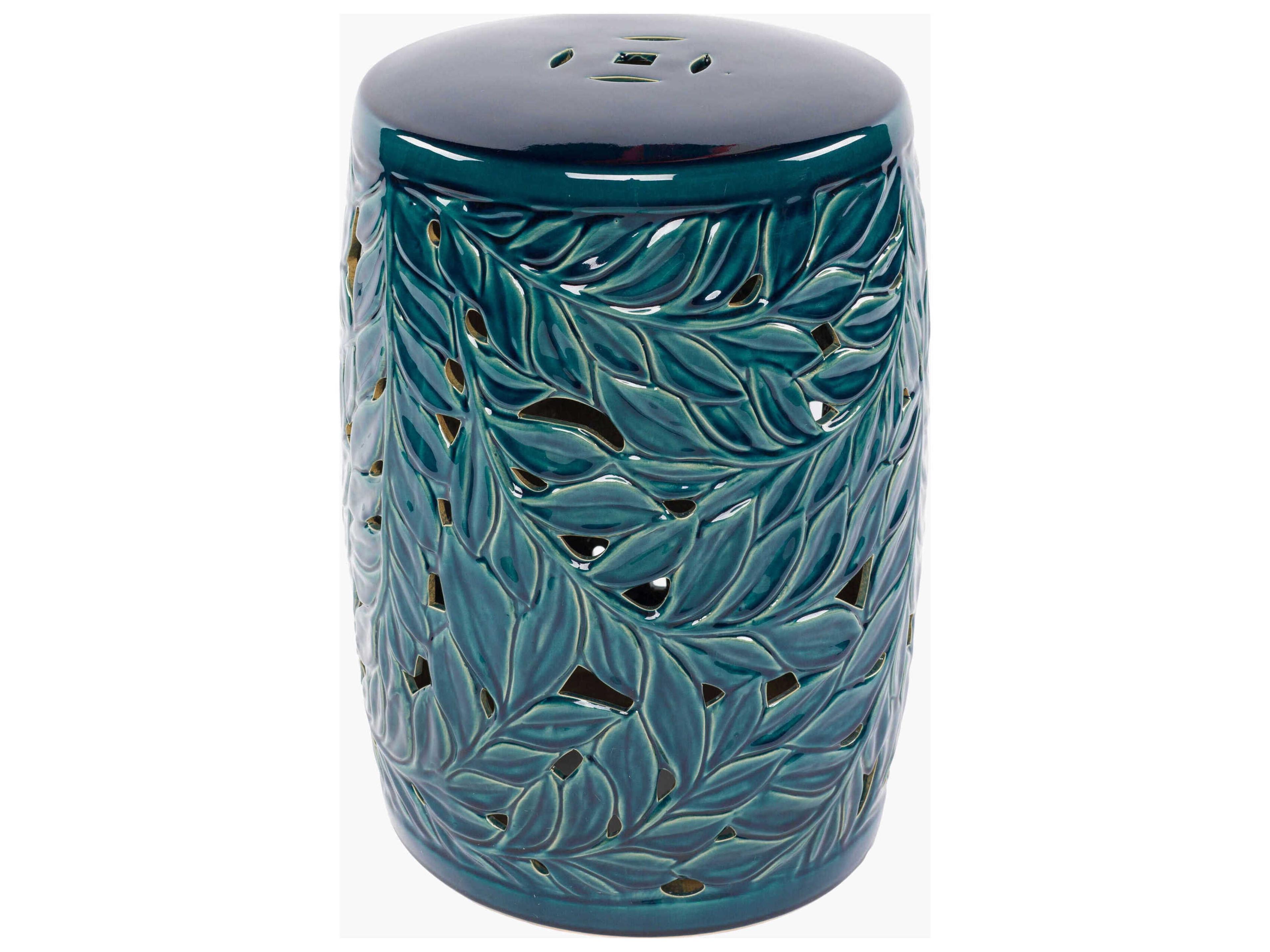 Achilles Teal Ceramic Round End Table