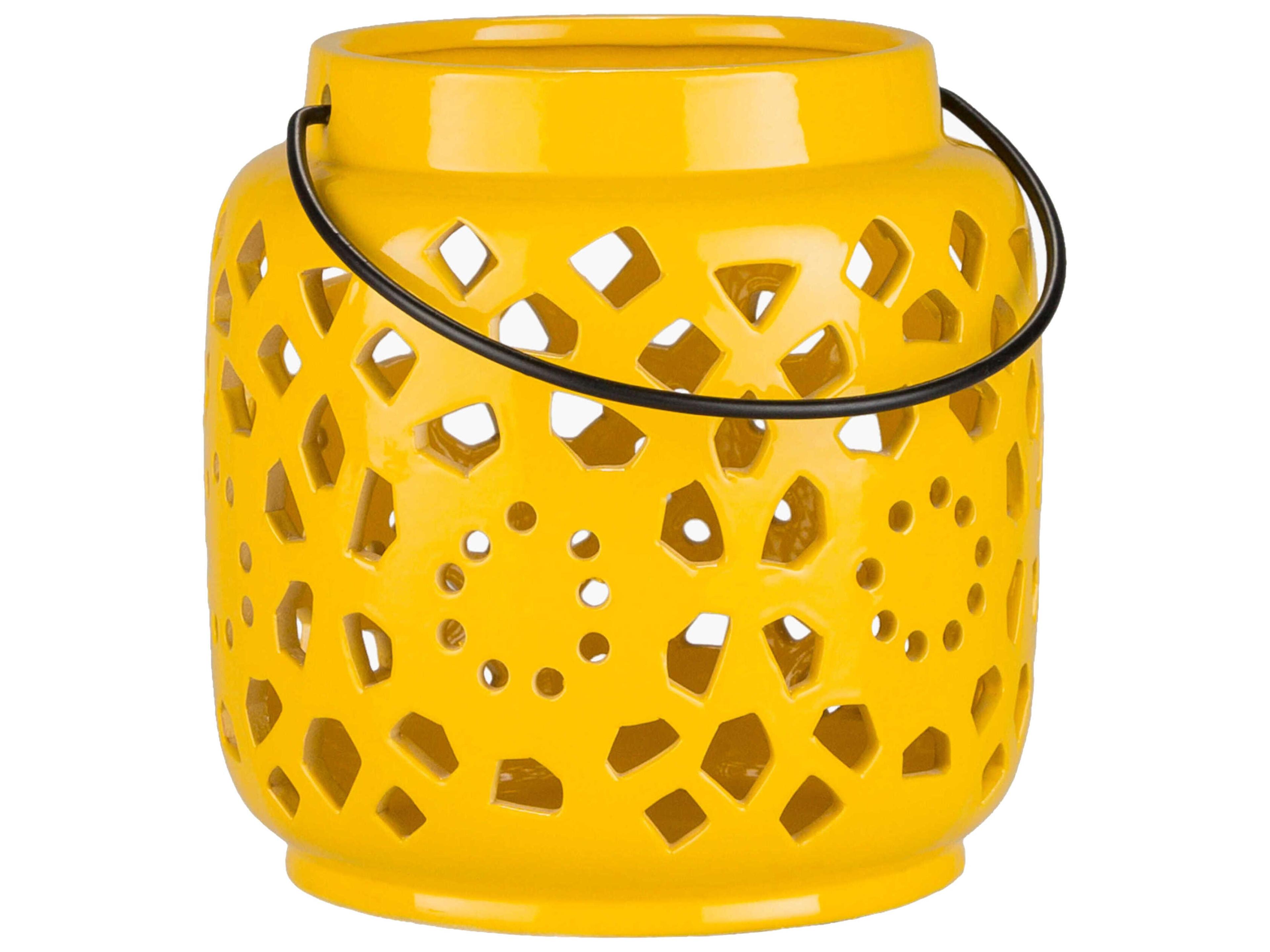Avery Glazed Yellow Candle Holder