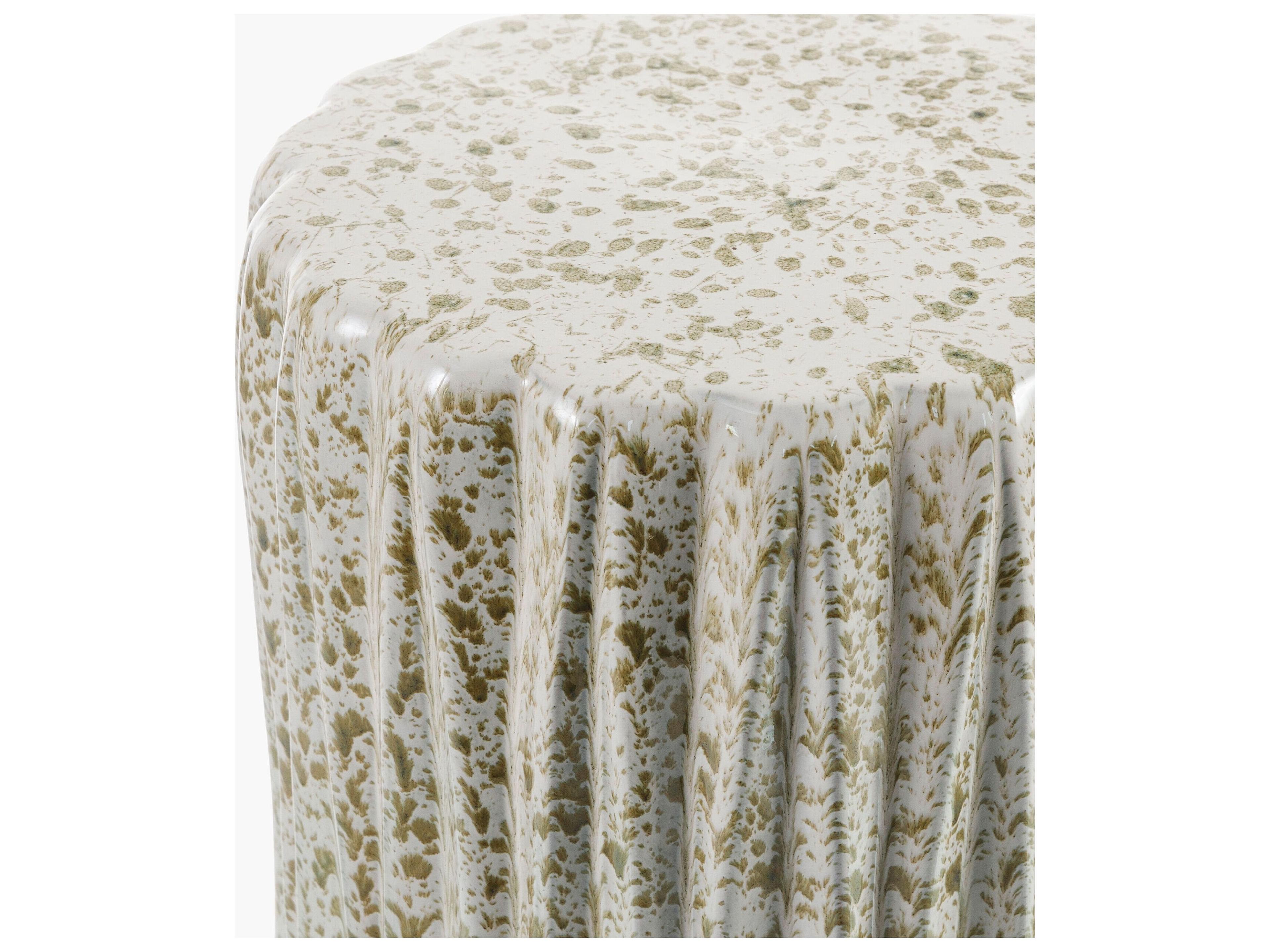 Livabliss by Surya Outdoor Aynor Cream Sage Ceramic Round End Table