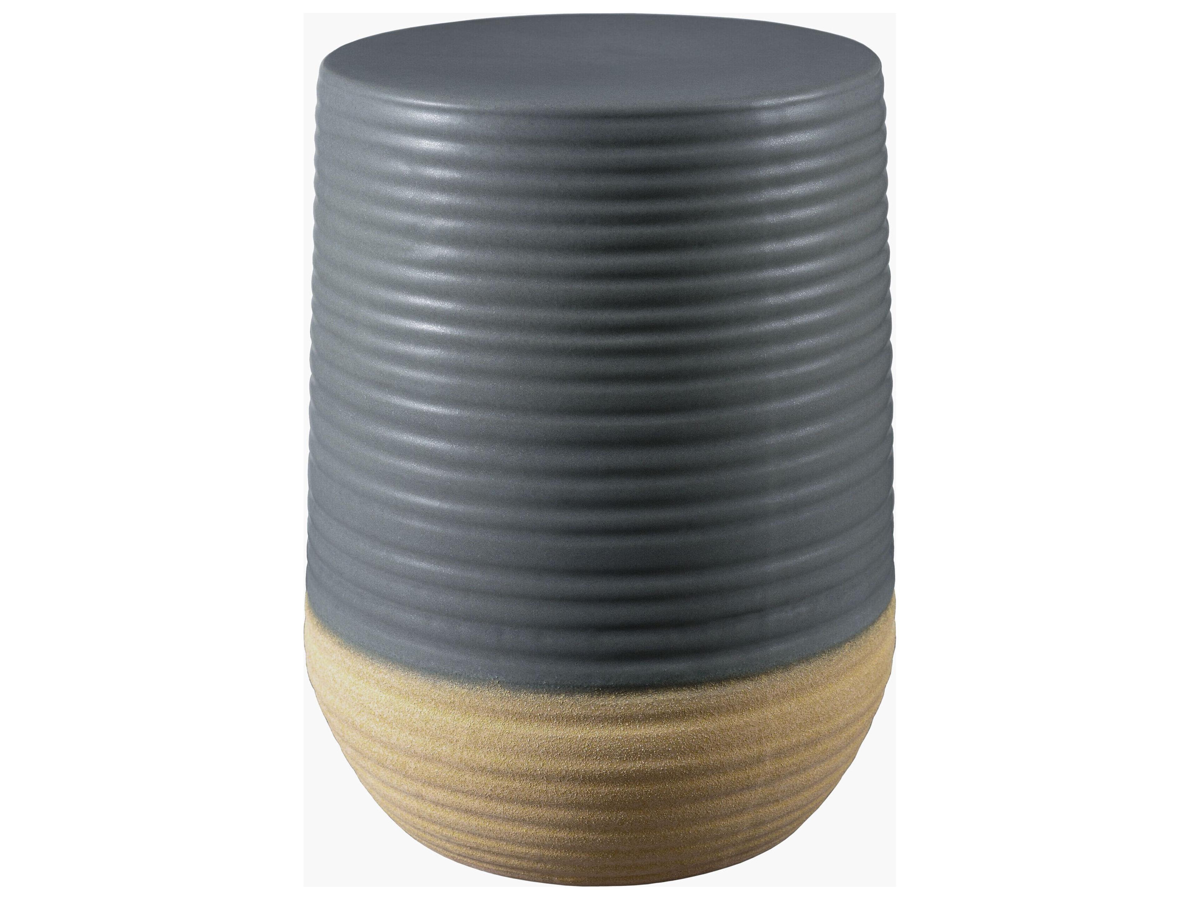 Terraza Gray Khaki Ceramic Round End Table