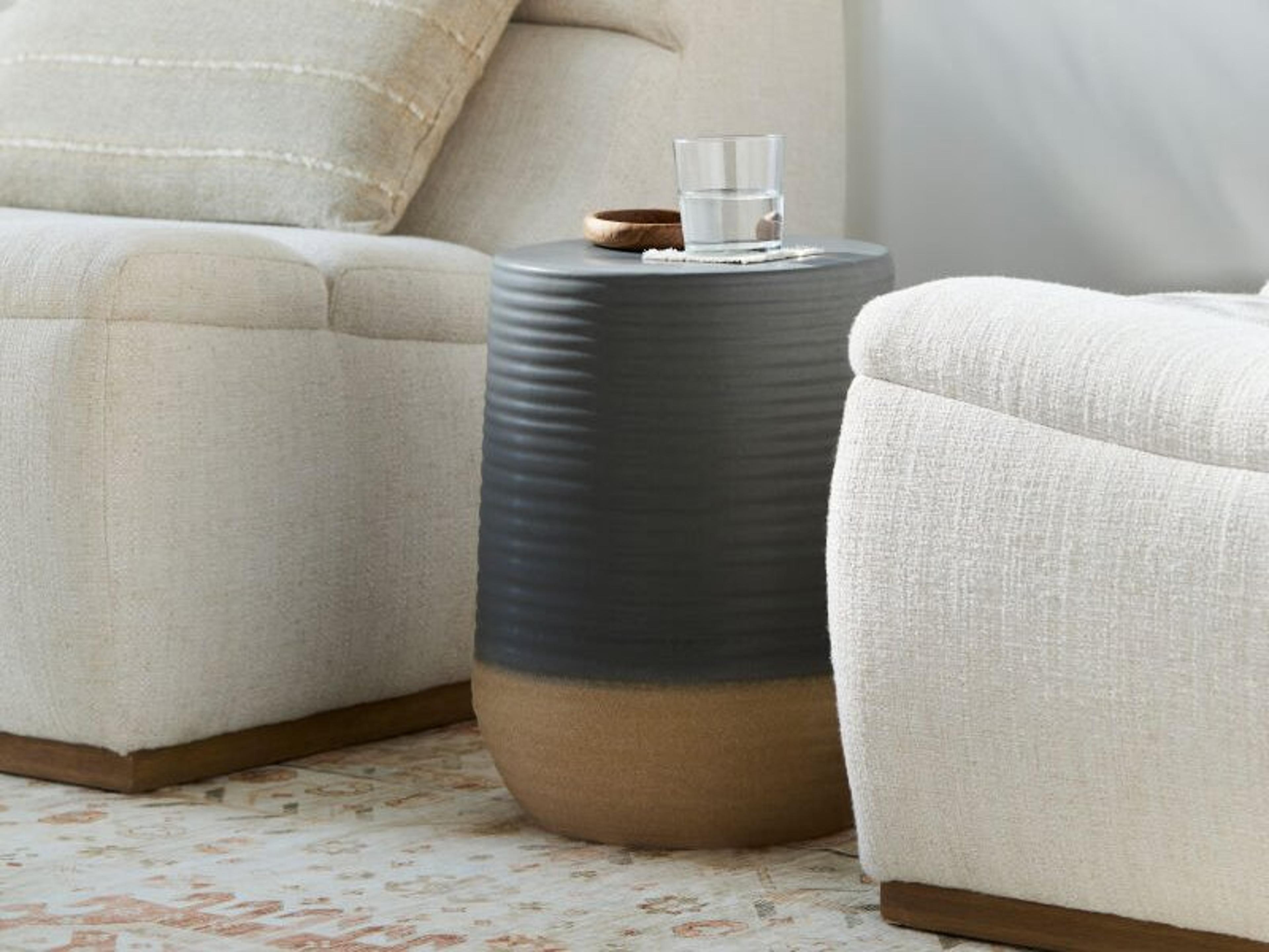 Livabliss by Surya Outdoor Terraza Gray Khaki Ceramic Round End Table