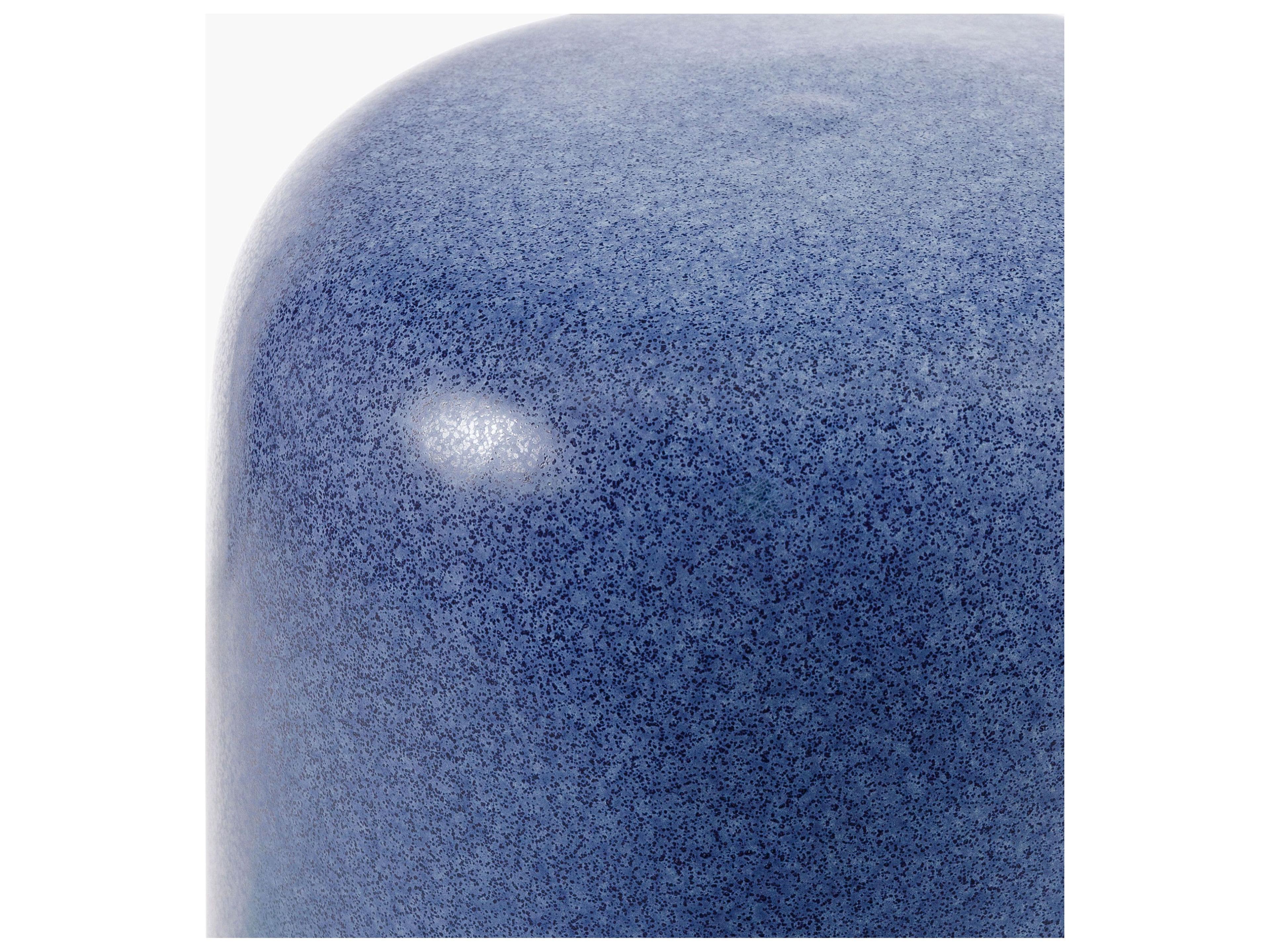 Livabliss by Surya Outdoor Bean Blue Ceramic Round End Table