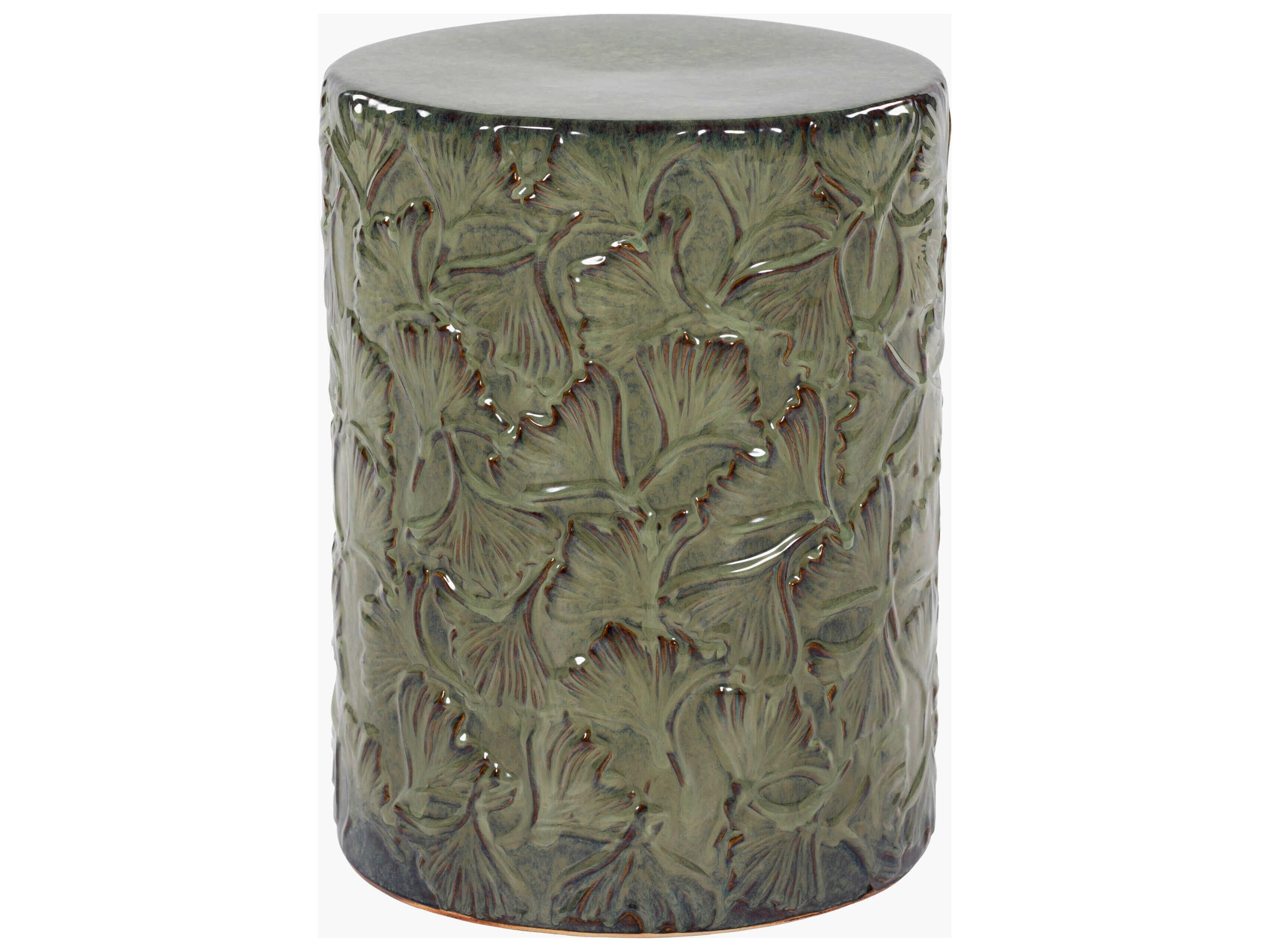 Bishop Green Ceramic Round End Table