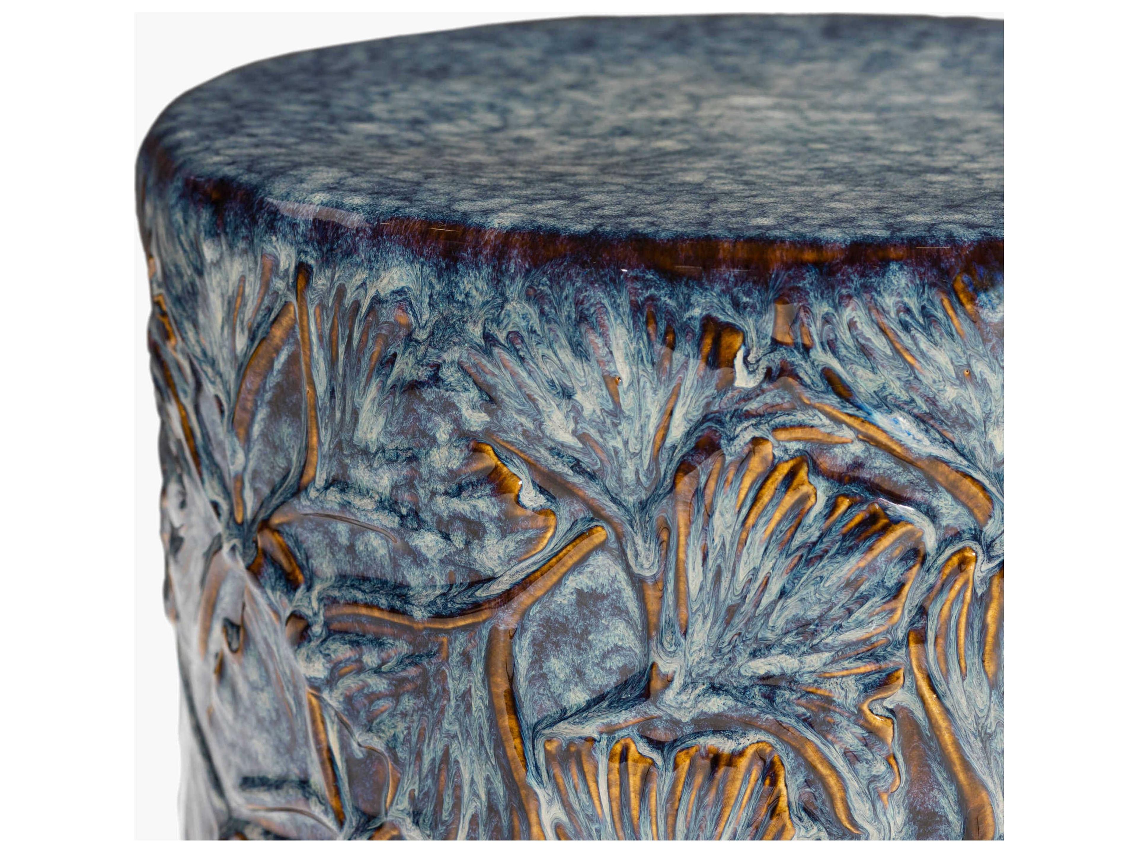 Livabliss by Surya Outdoor Bishop Blue Ceramic Round End Table