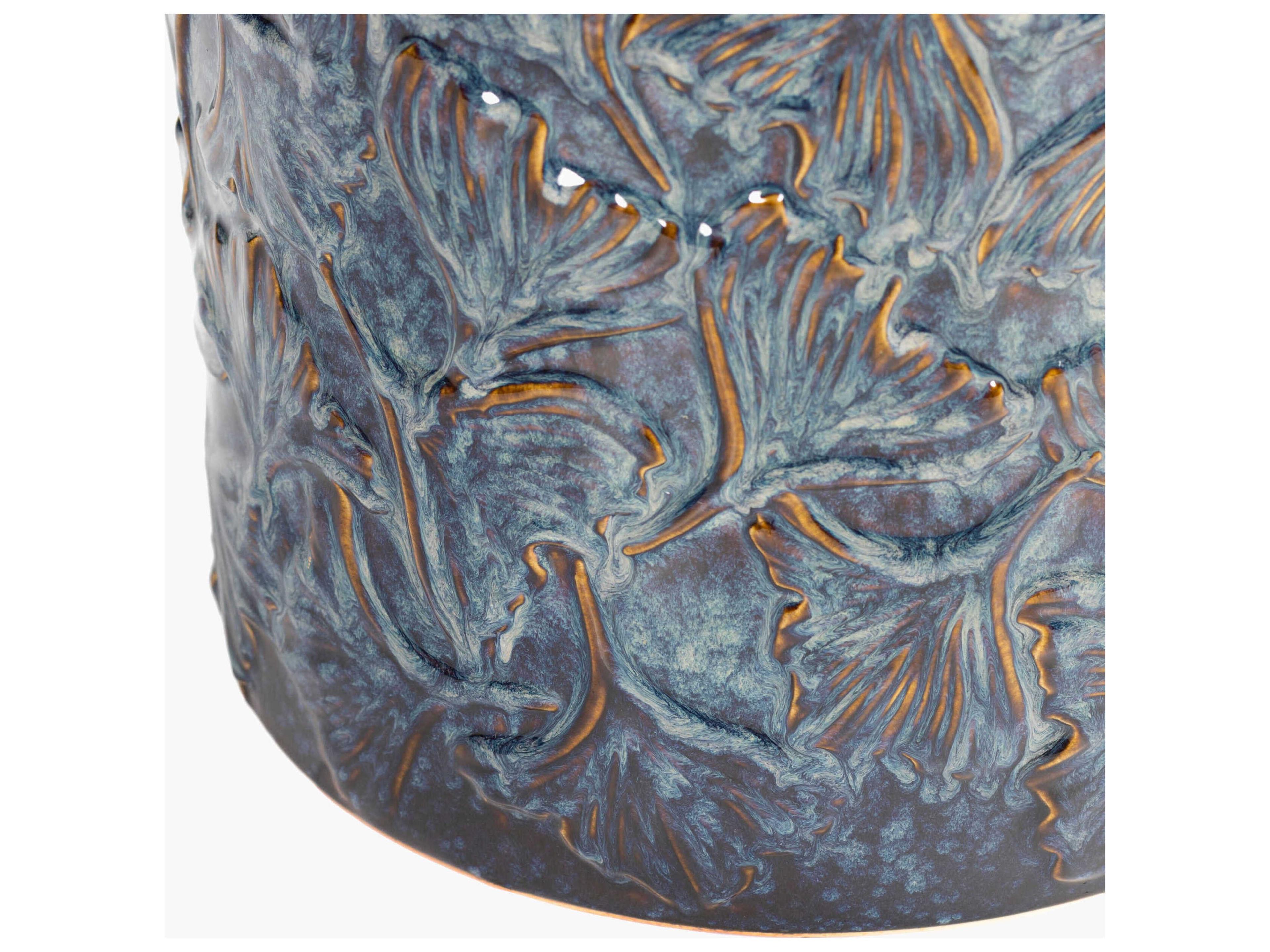 Livabliss by Surya Outdoor Bishop Blue Ceramic Round End Table