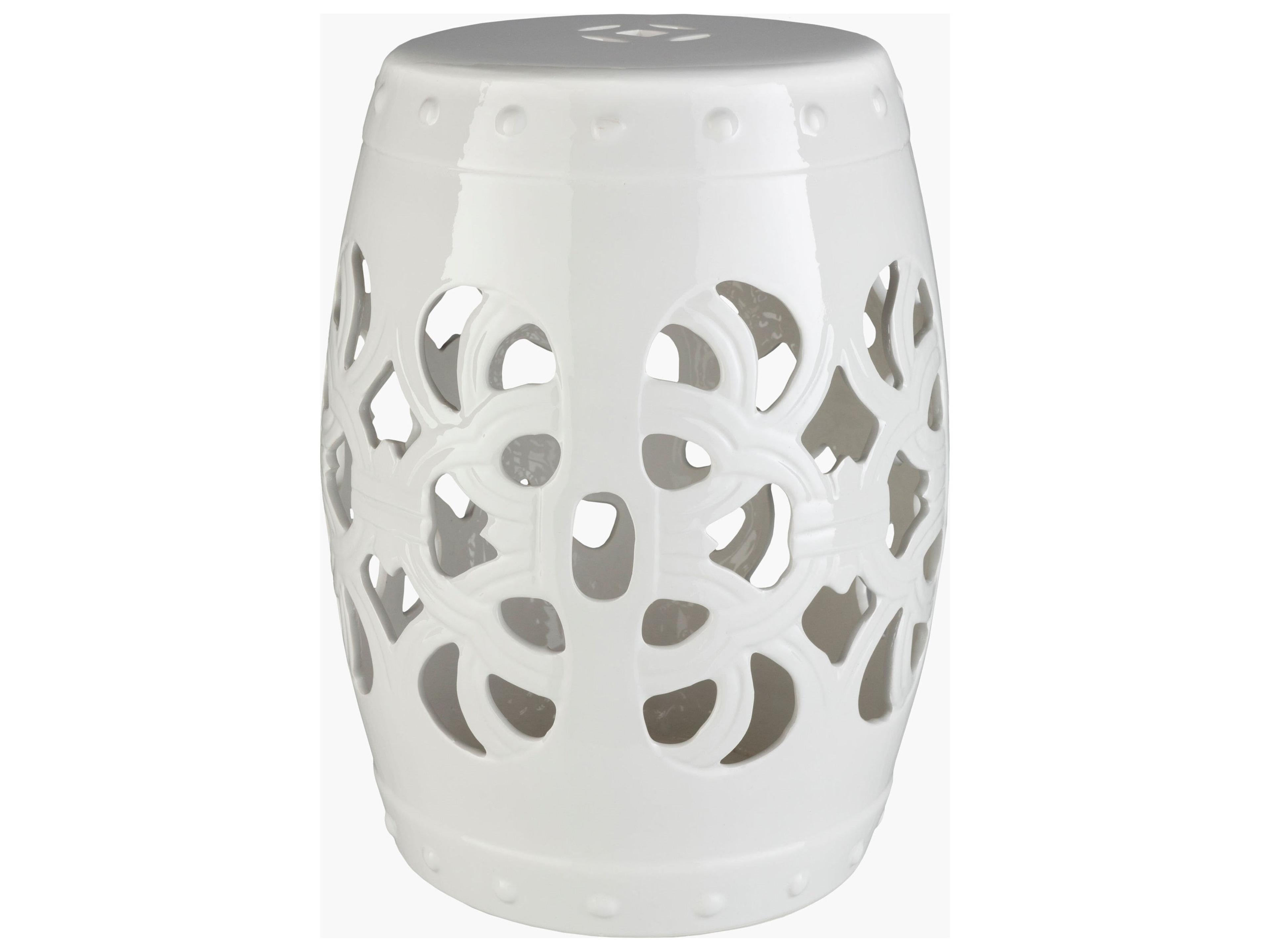Brinnon White Ceramic Round End Table