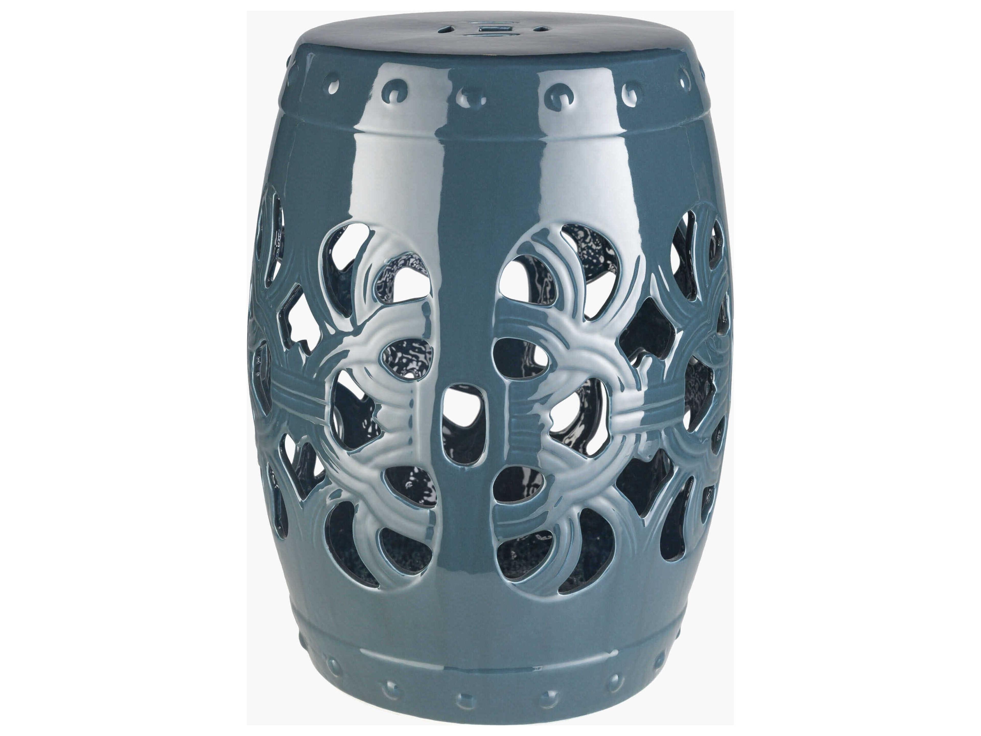 Brinnon Teal Ceramic Round End Table