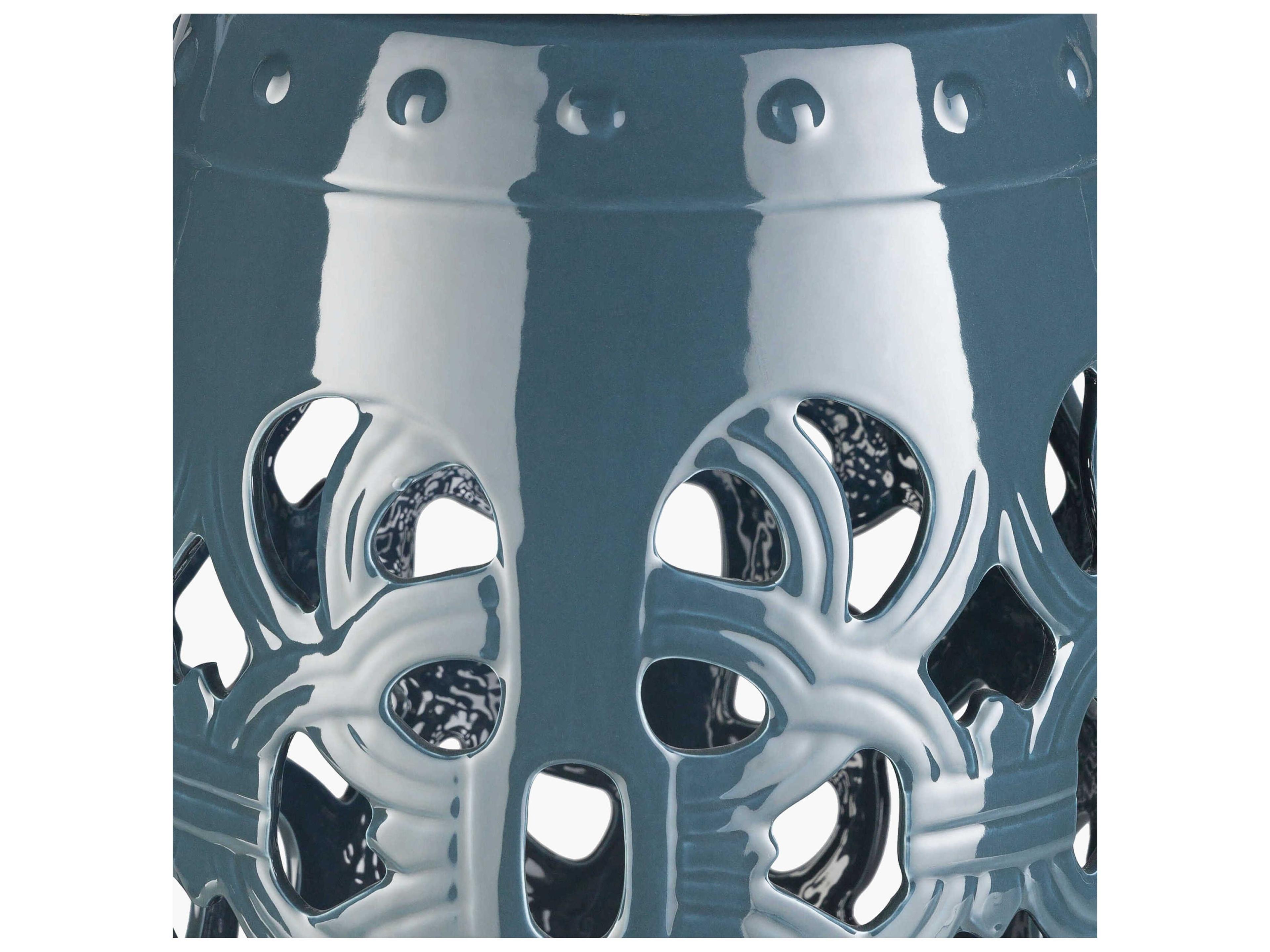 Livabliss by Surya Outdoor Brinnon Teal Ceramic Round End Table