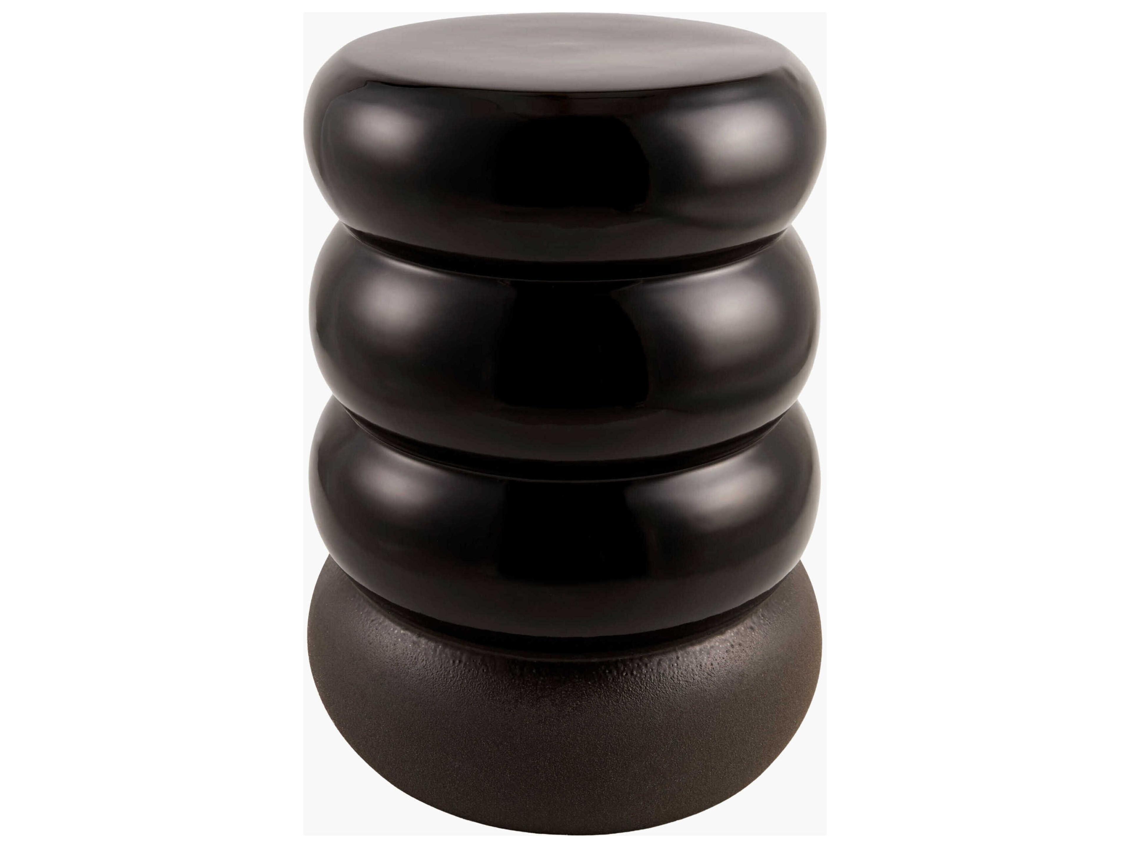 Bizen Black Charcoal Ceramic Round End Table