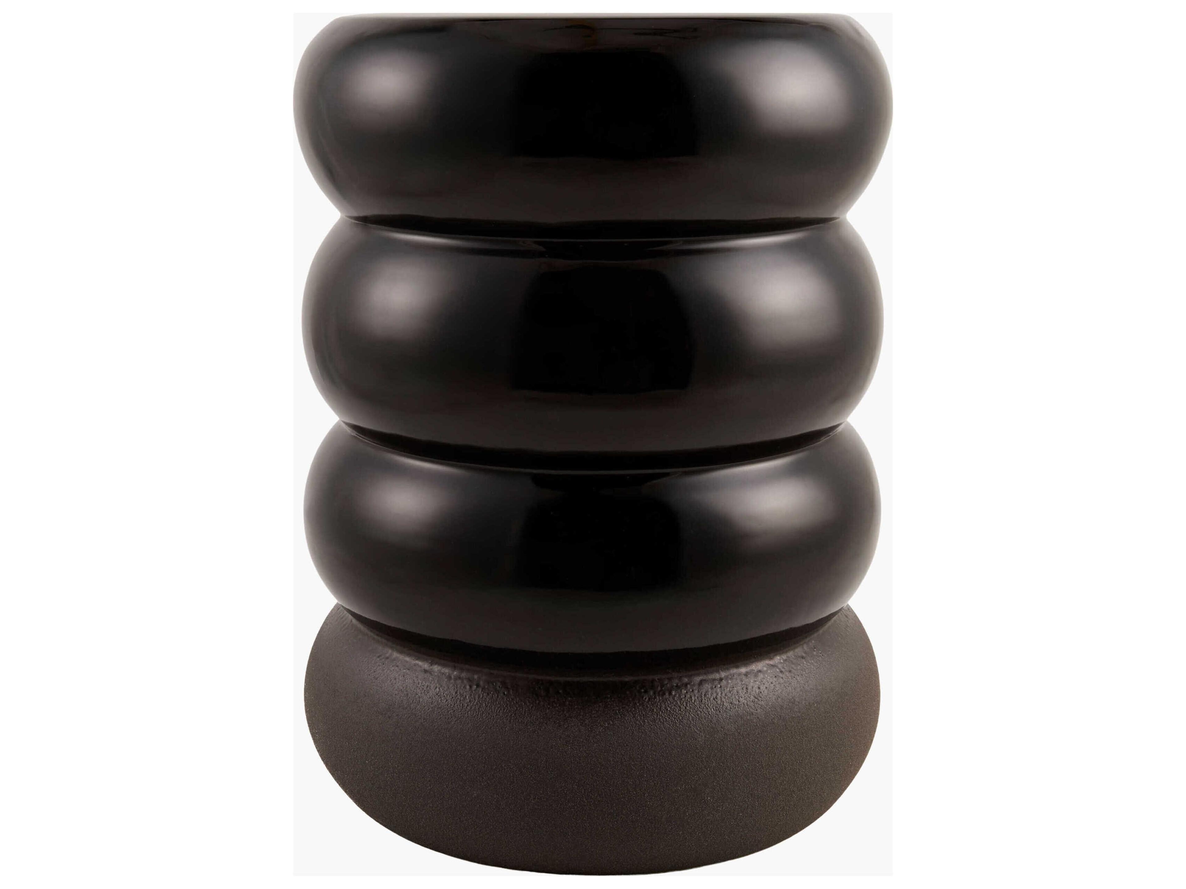 Livabliss by Surya Outdoor Bizen Black Charcoal Ceramic Round End Table