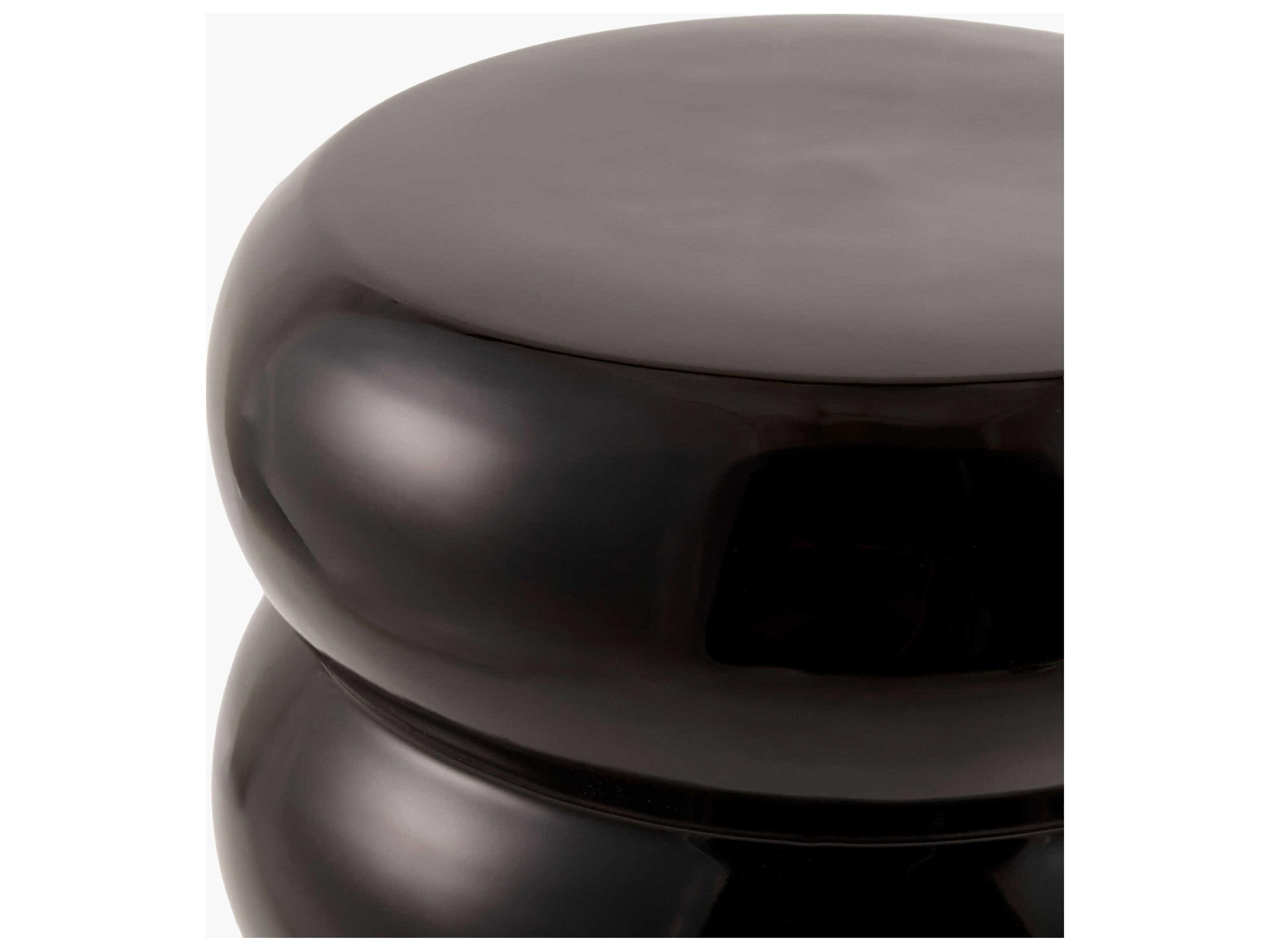 Livabliss by Surya Outdoor Bizen Black Charcoal Ceramic Round End Table