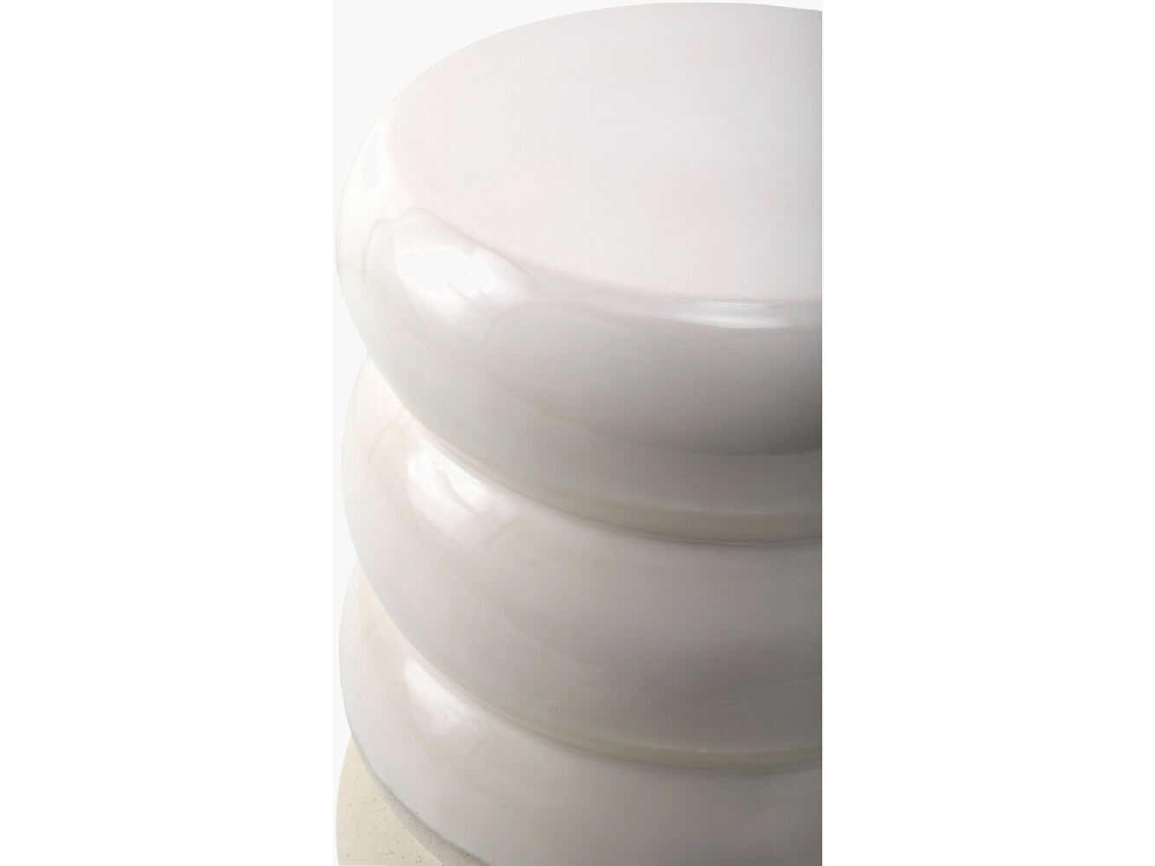 Livabliss by Surya Outdoor Bizen Glazed White Ceramic Round End Table