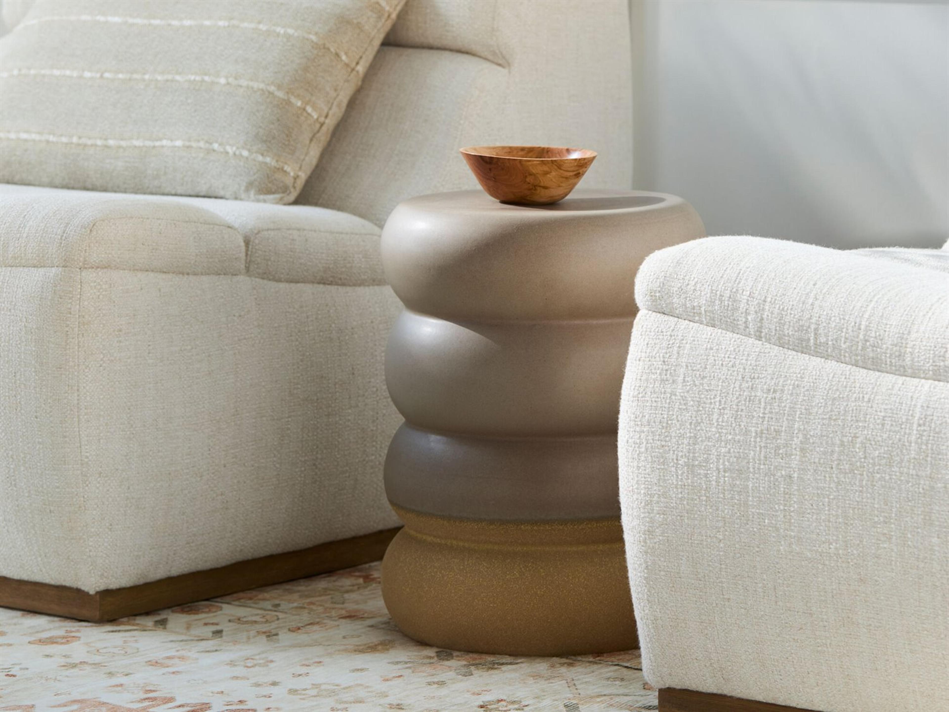 Livabliss by Surya Outdoor Bizen Brown Khaki Ceramic Round End Table