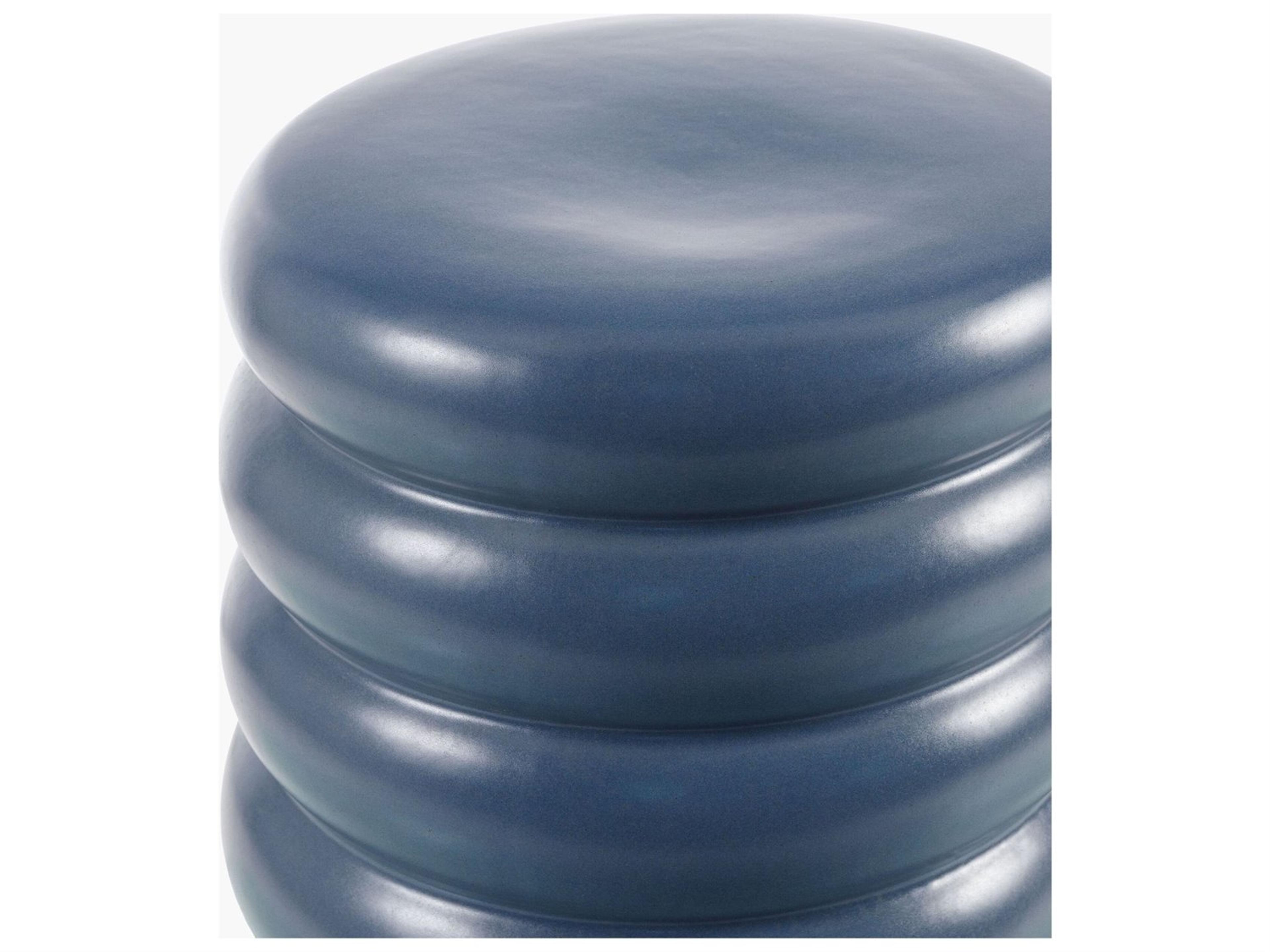 Livabliss by Surya Outdoor Bizen Blue Khaki Ceramic Round End Table